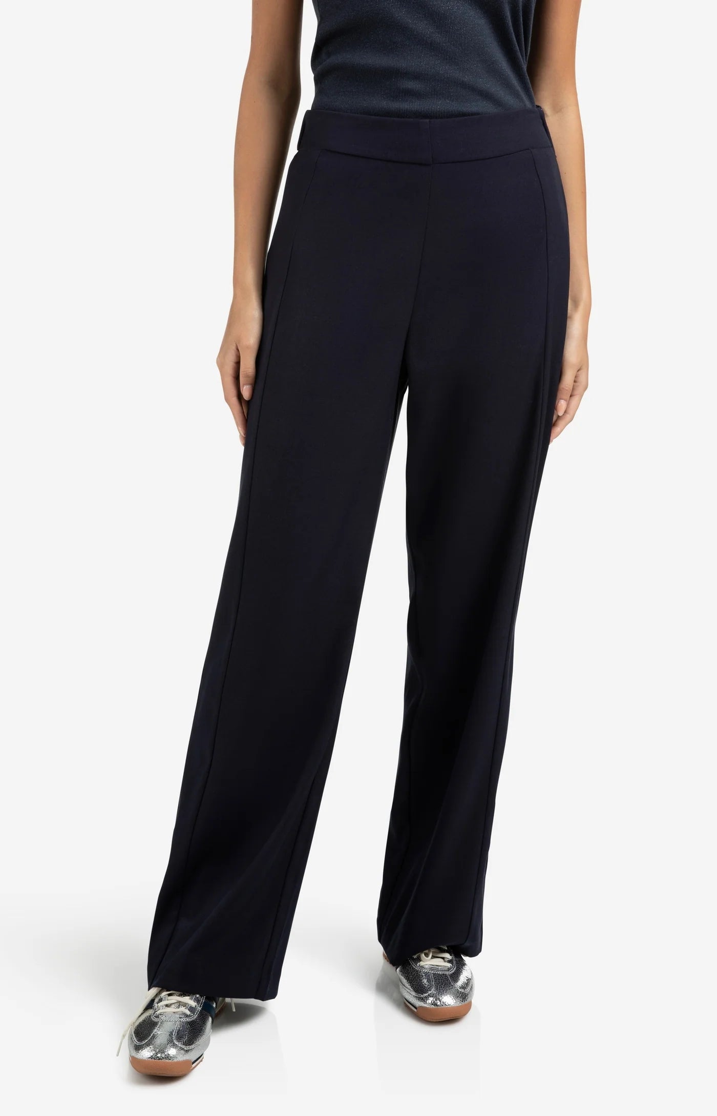 Woven Wide Leg Trouser in Inkwell Blue