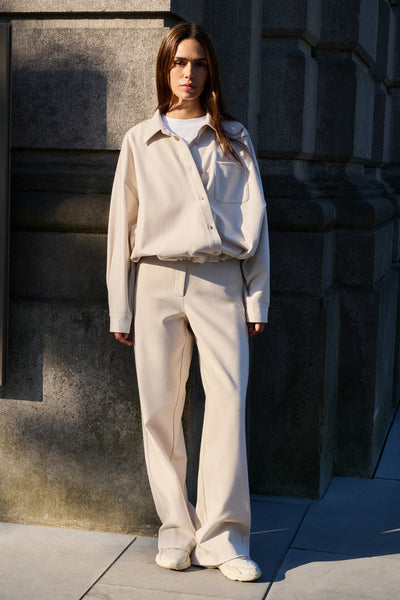 Blouse with Asymmetric Placket in Heather Grey