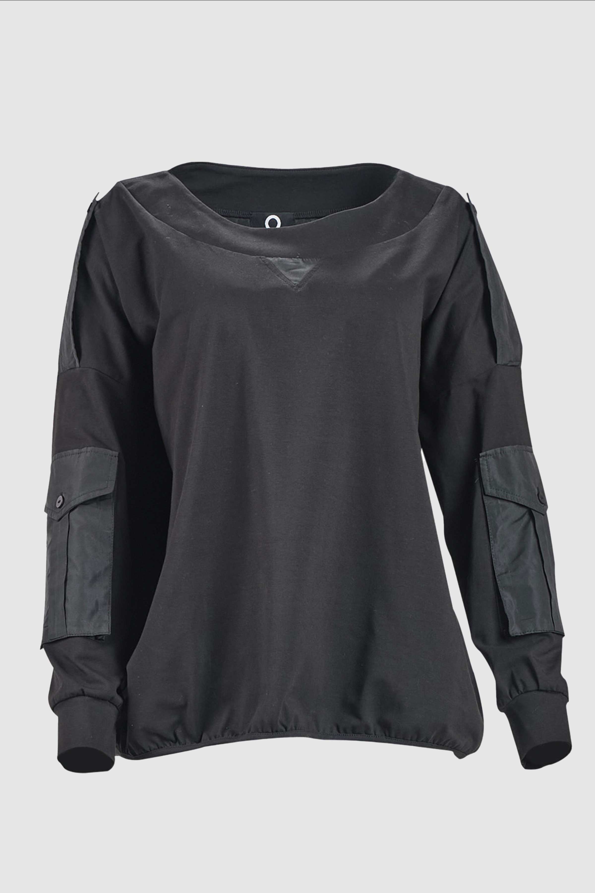 Pantone Cargo Pocket Top in Plain Black