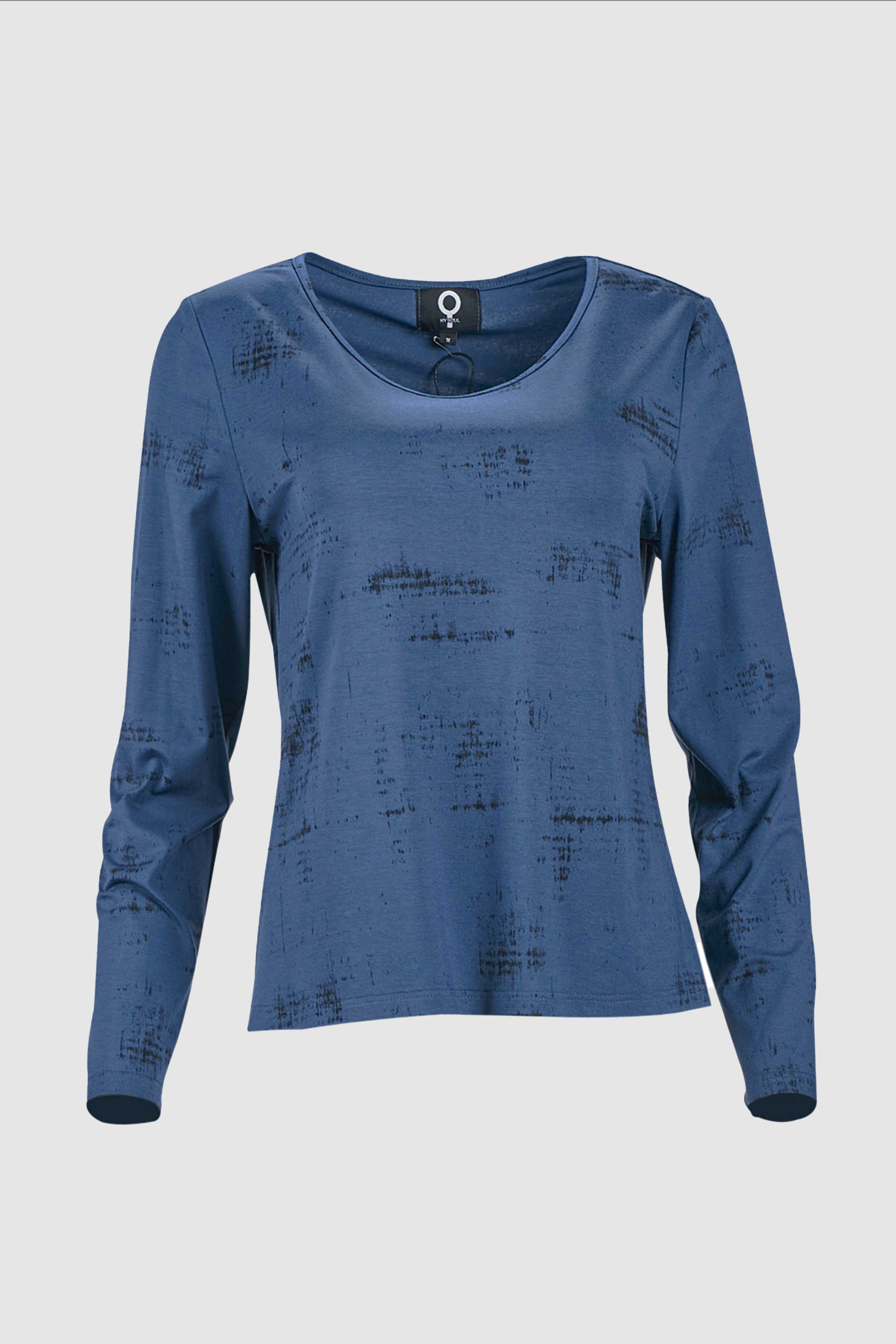 Round Neck Print Top in Blue