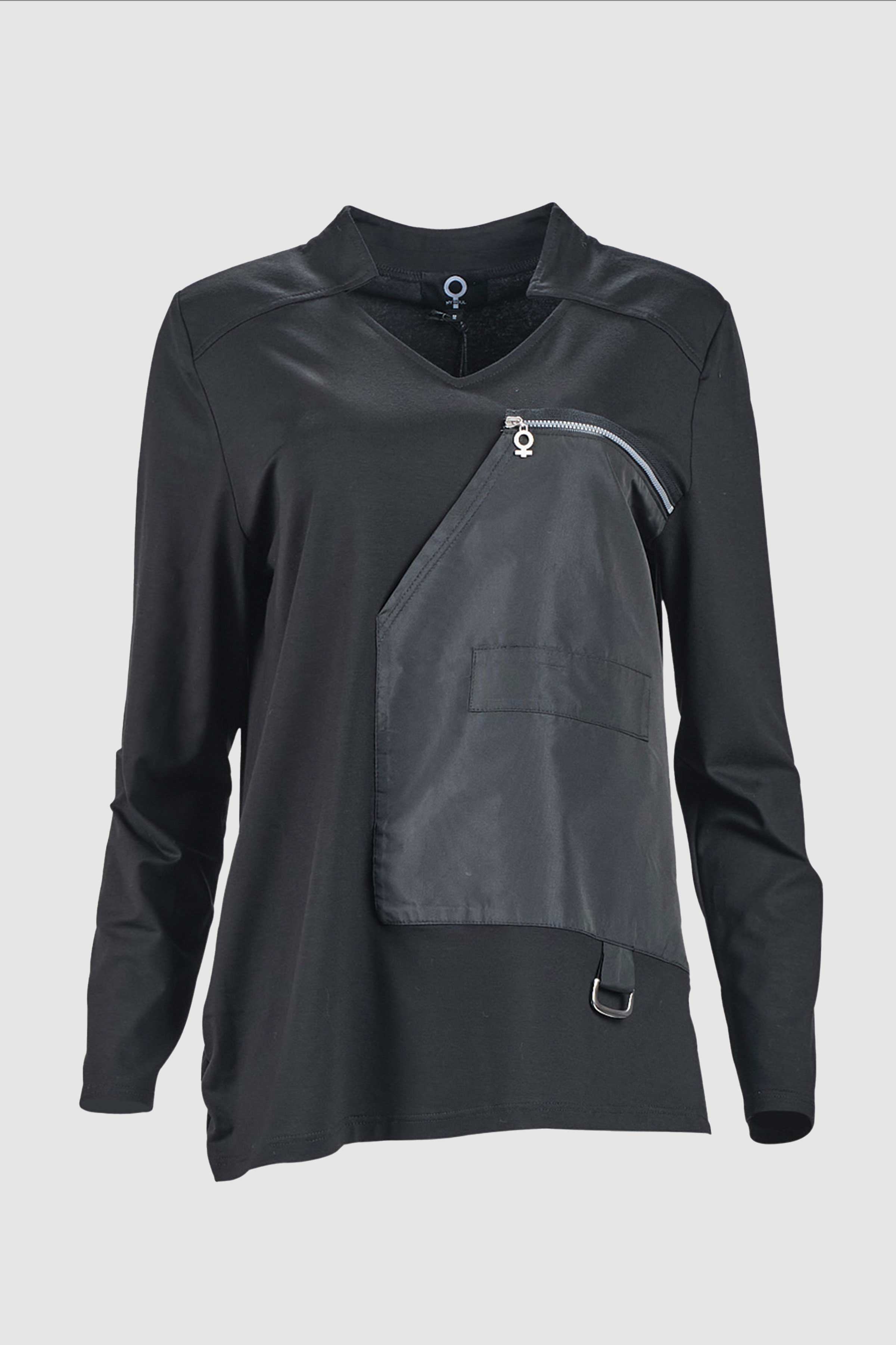 Contrast Panel Top in Plain Black