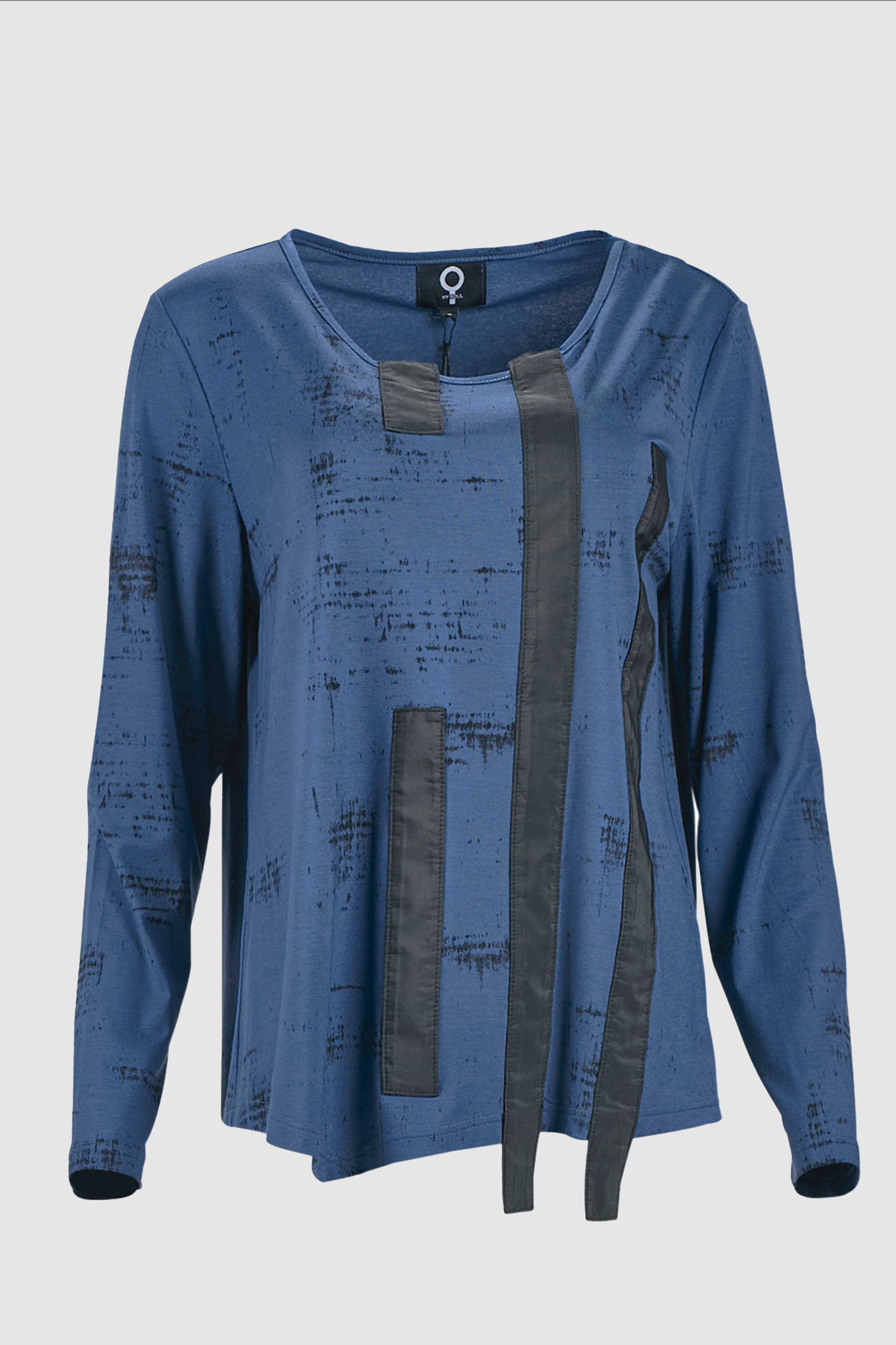 Print Ribbon Detail Top in Blue