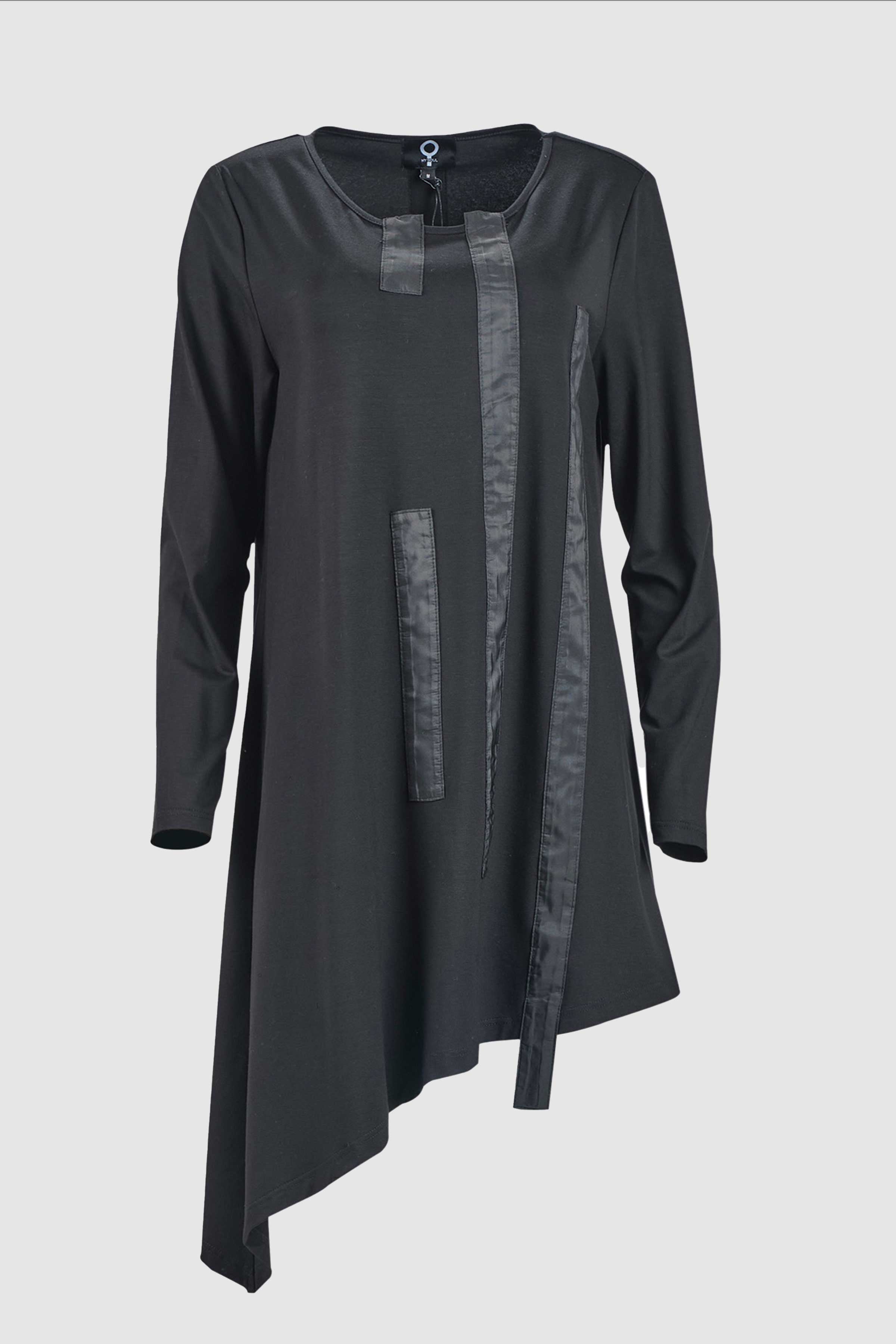 Ribbon Detail Tunic in Plain Black