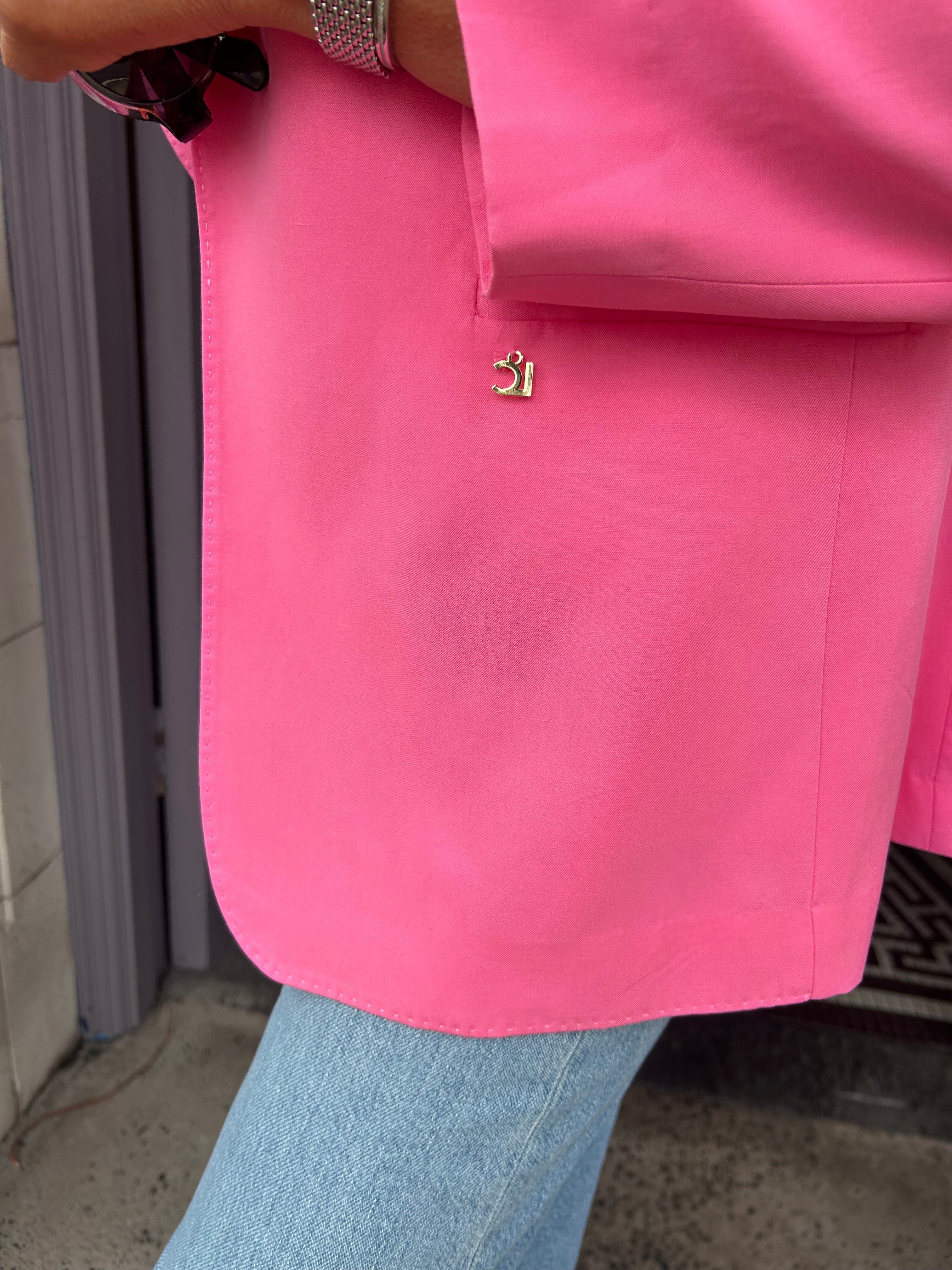 Blazer with No Buttons in Pink