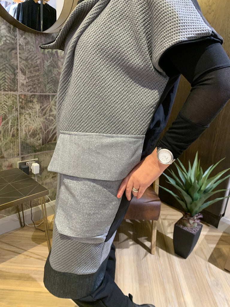 Asymmetric Zip Detail Tunic in Grey