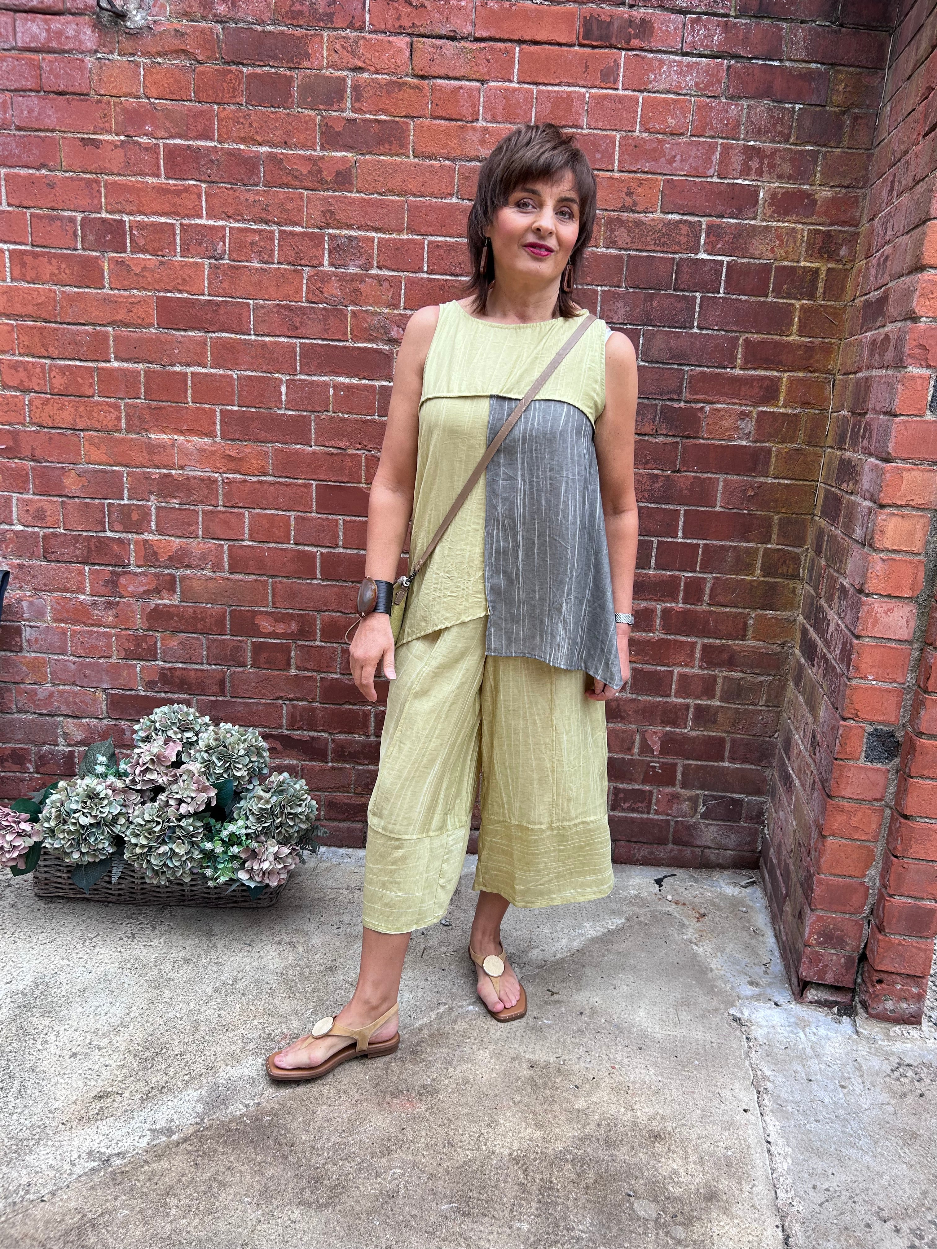 Top in Taupe/Lemon