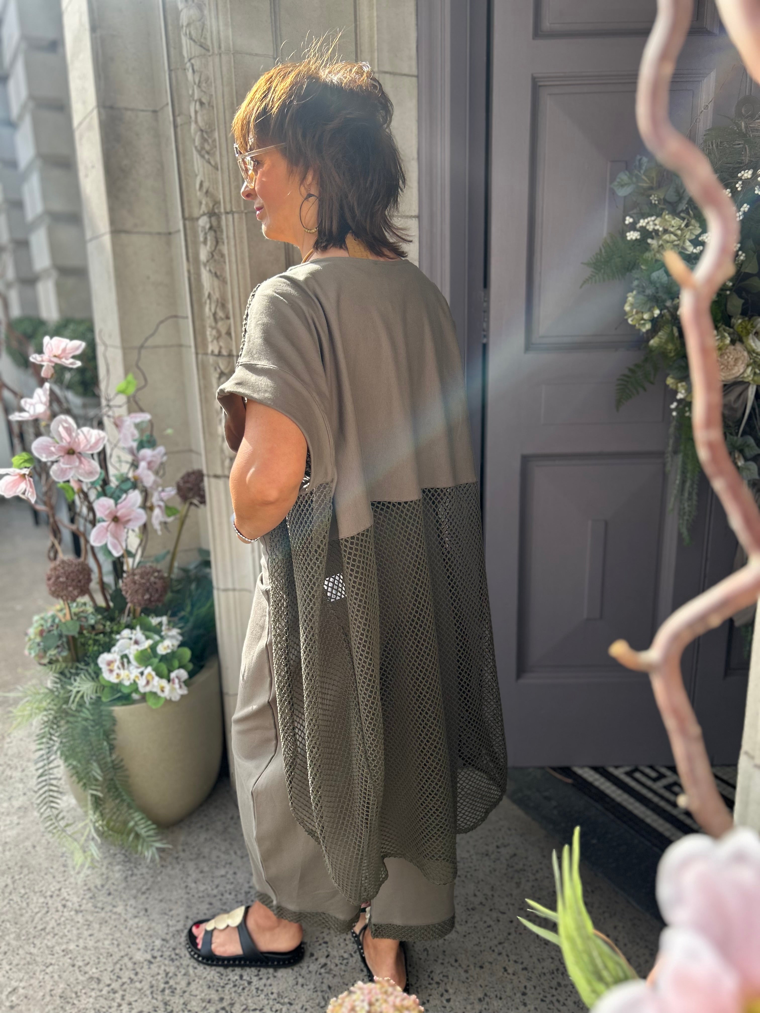 Mesh Overlay Jacket in Khaki