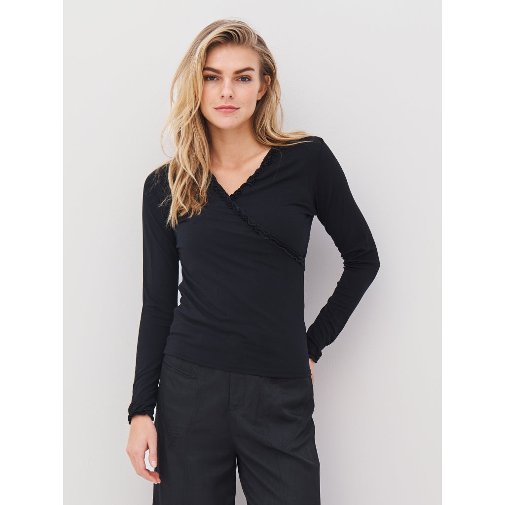Adele Wrap Tee in Black