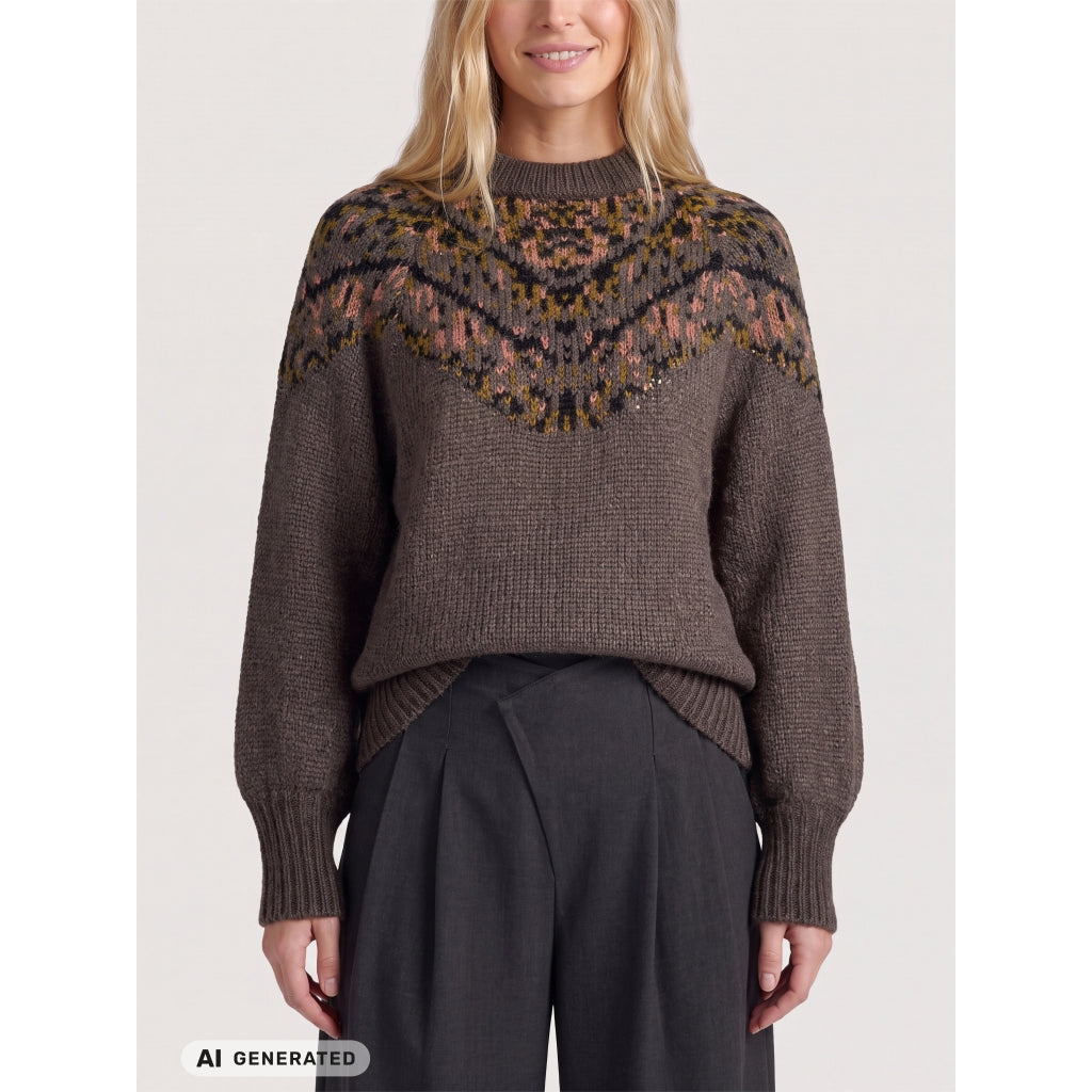 Eva Blouse Knit in Brown Mix