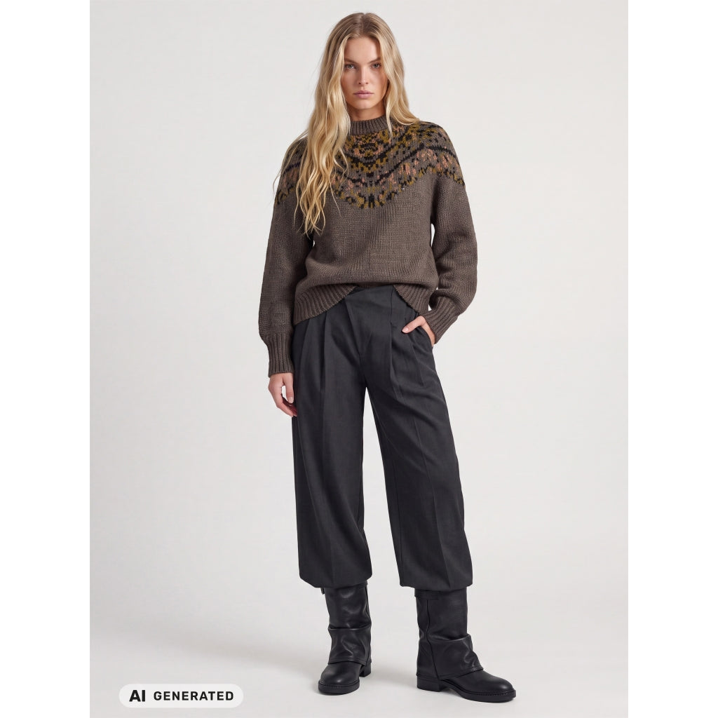 Eva Blouse Knit in Brown Mix