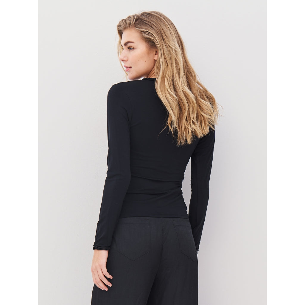 Adele Wrap Tee in Black