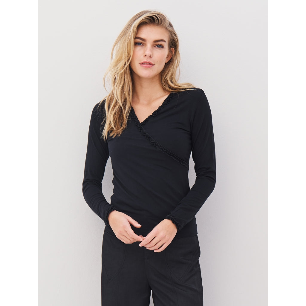 Adele Wrap Tee in Black