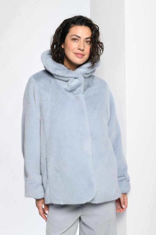 Faux Fur Jacket in Light Blue