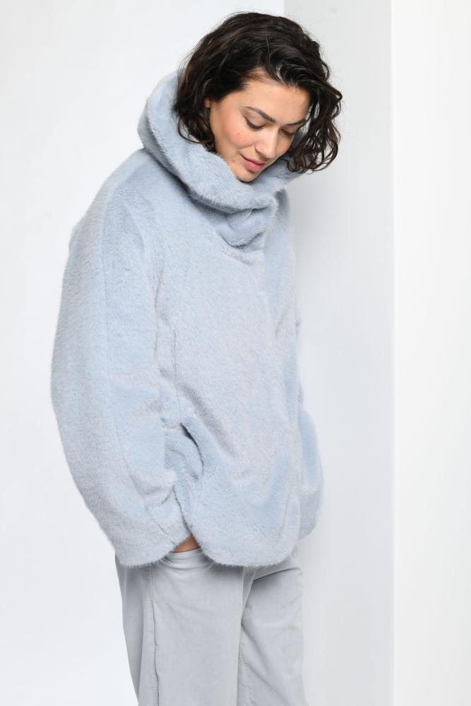 Faux Fur Jacket in Light Blue