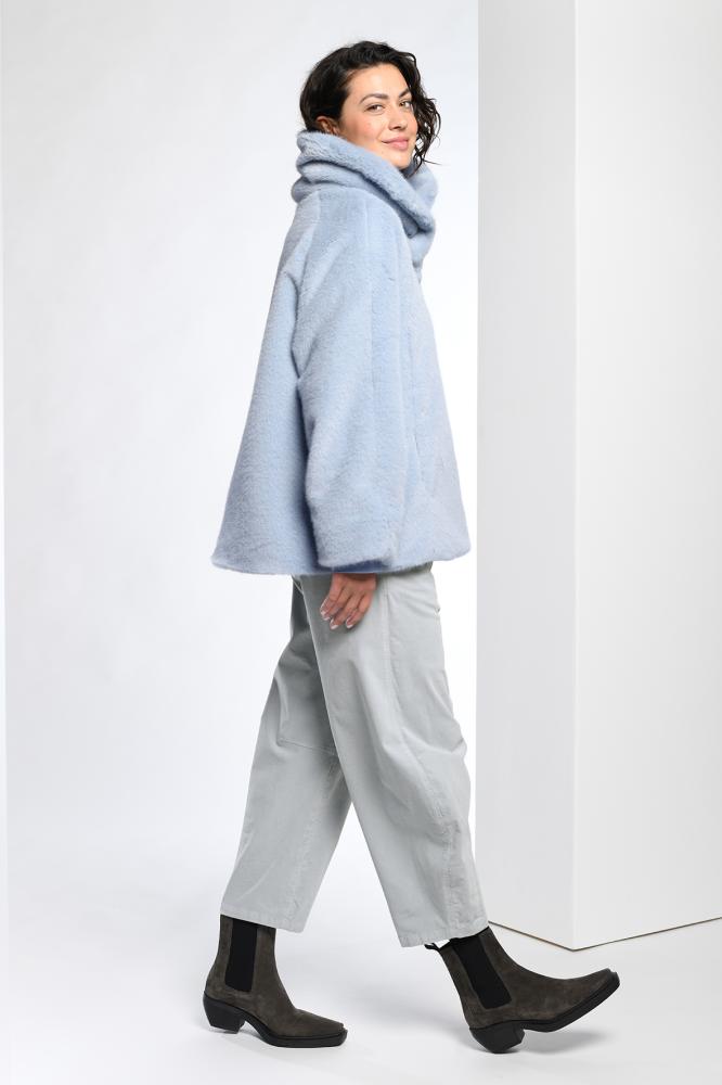 Faux Fur Jacket in Light Blue