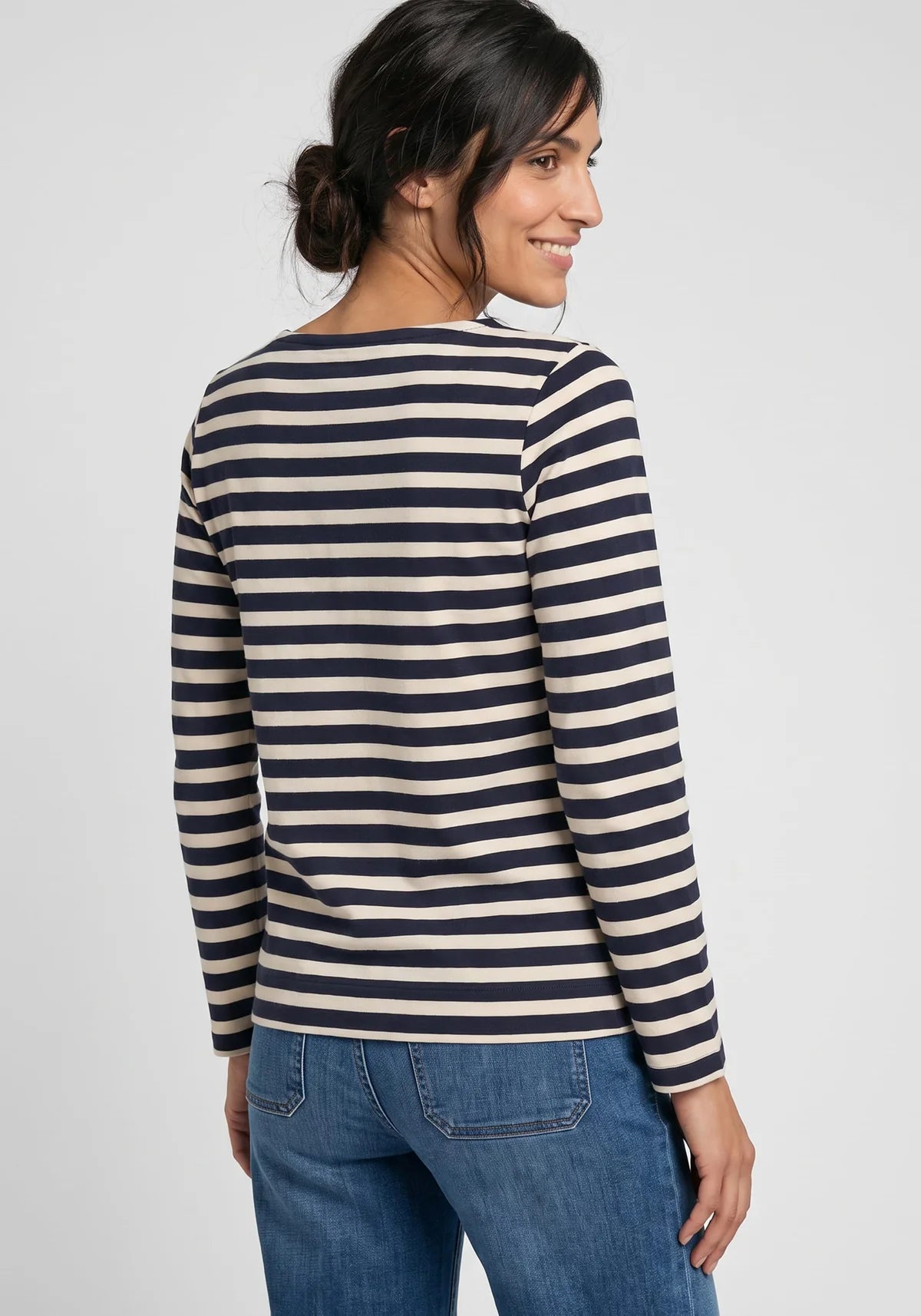 Hannah Long Sleeve Stripe Top in in Ink Blue