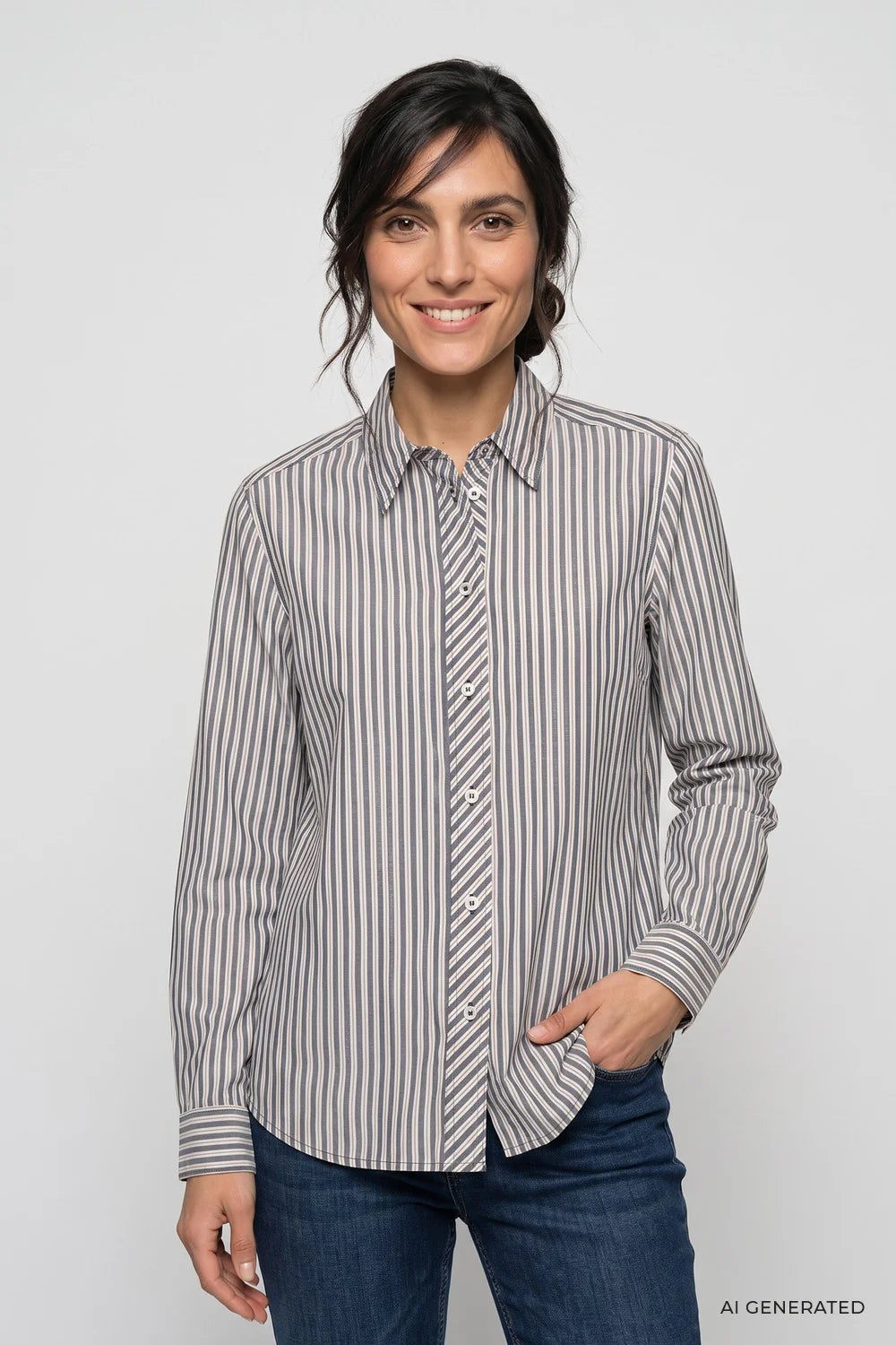 Classic Stripe Shirt in Ink Blue
