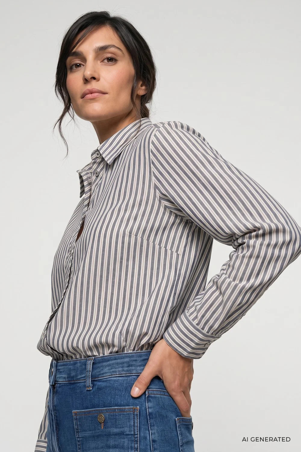 Classic Stripe Shirt in Ink Blue