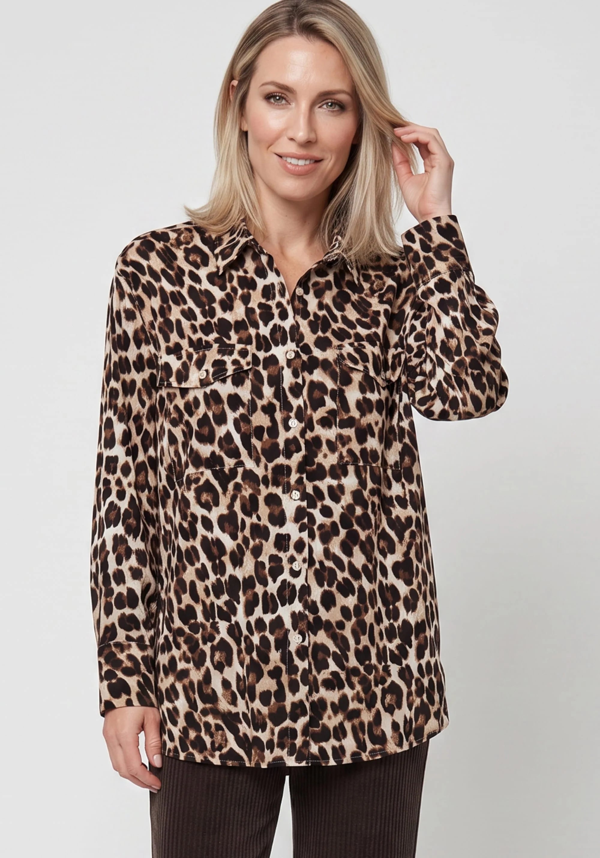 Leopard Print Blouse in Coffee Bean