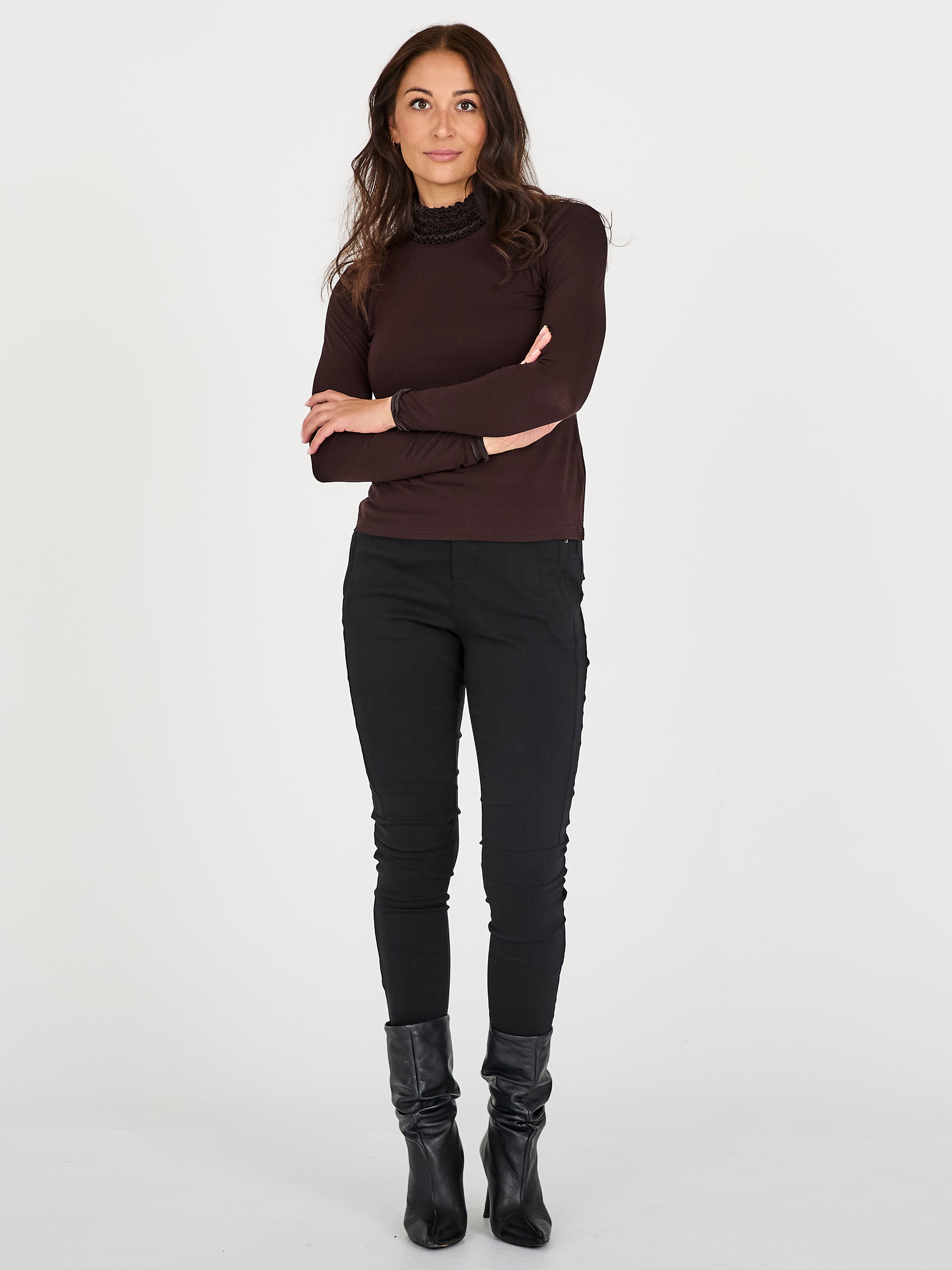 Adele Long Sleeve Tee in Dark Brown