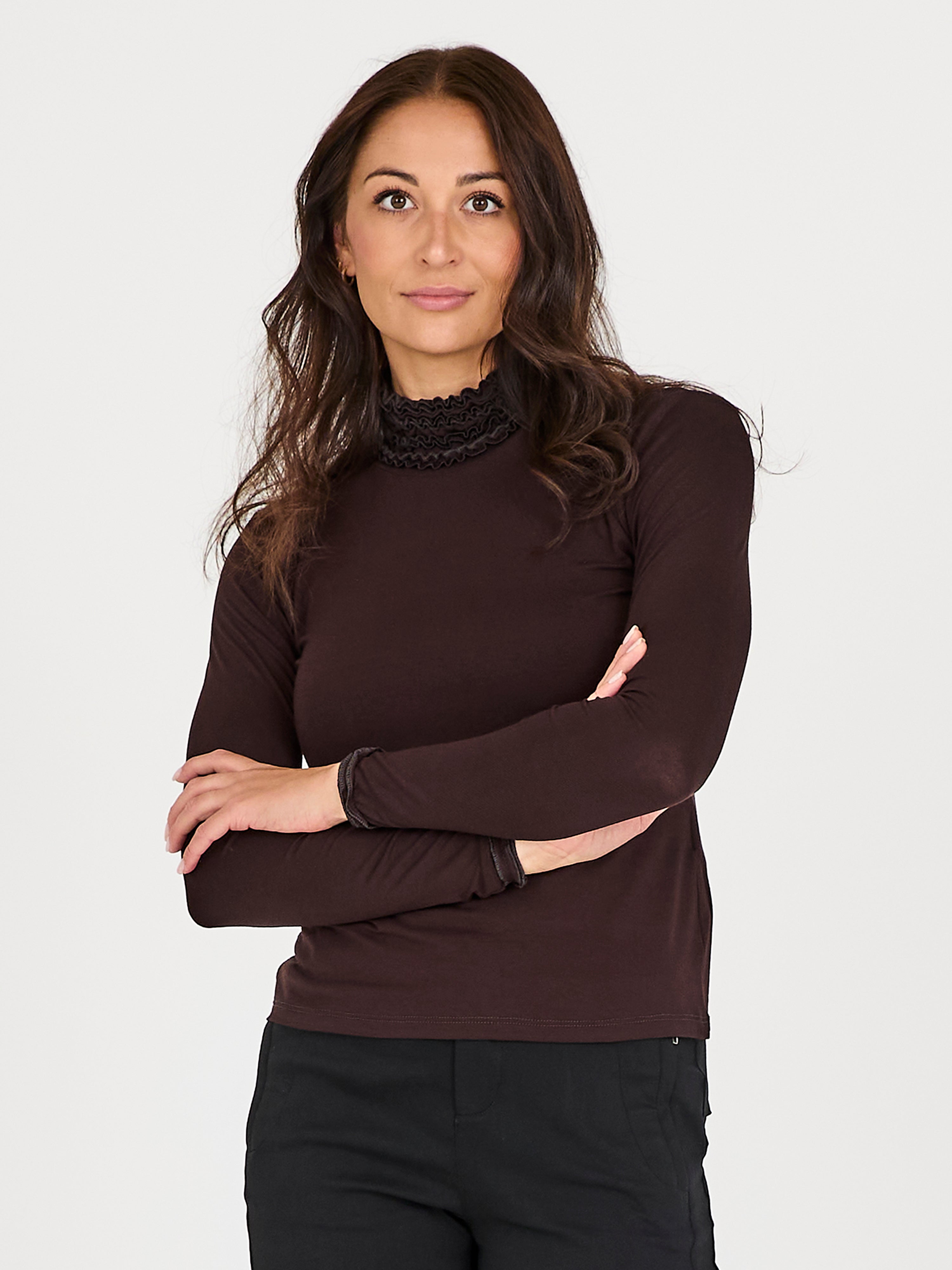 Adele Long Sleeve Tee in Dark Brown
