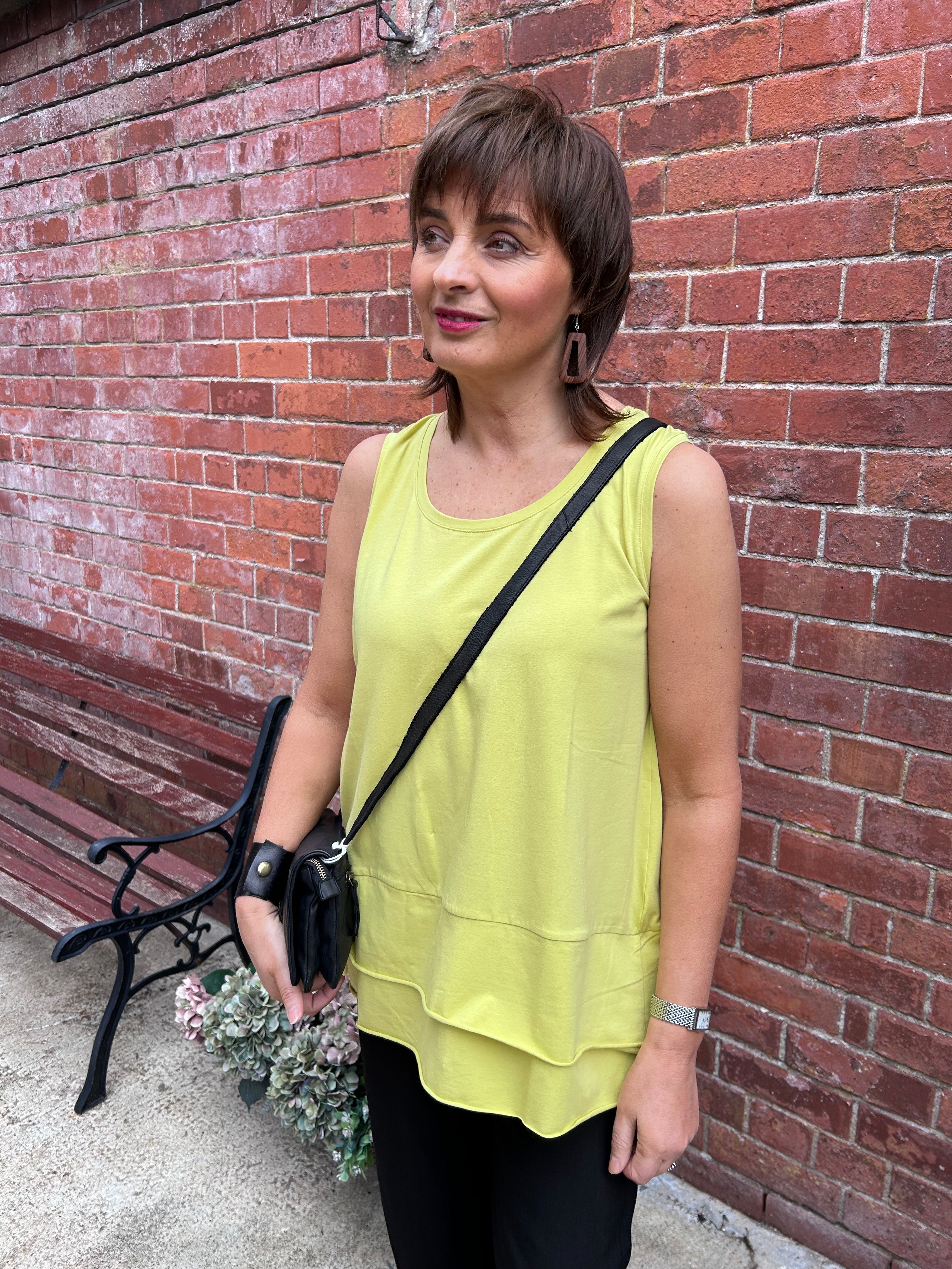 Cami Top With Raw Hem Band Panel in Oasis