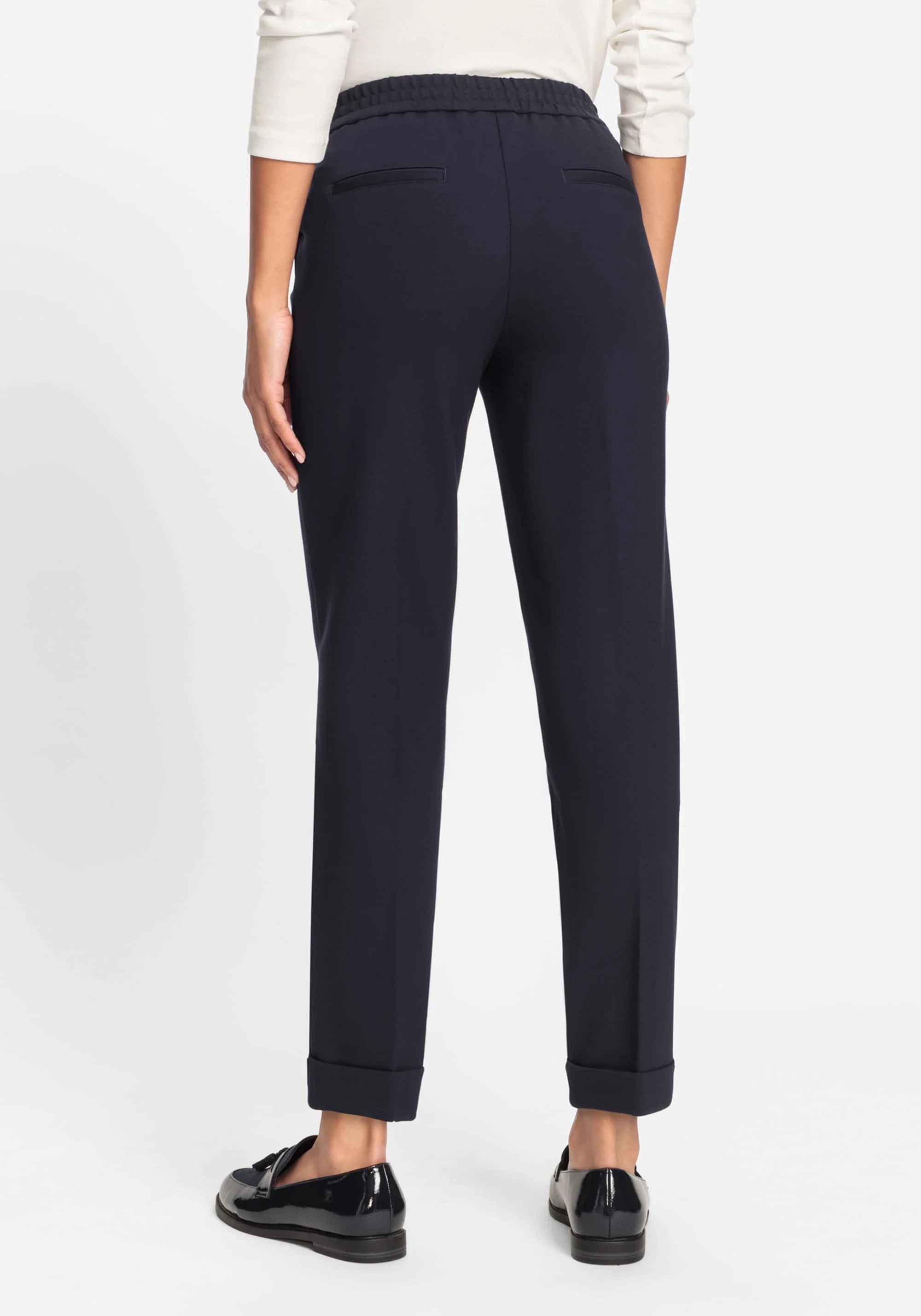 Lisa Fit Cropped Jersey Trouser in Ink Blue