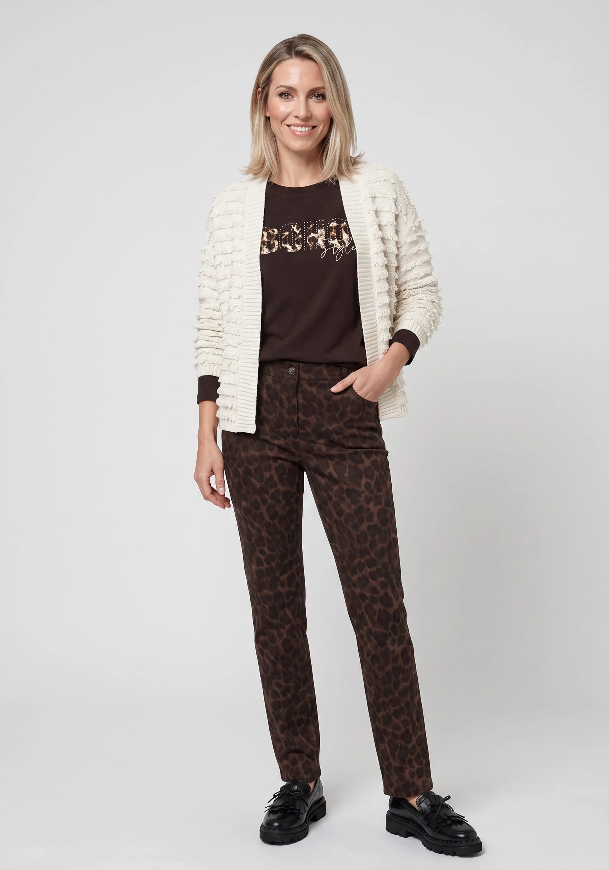 Mona Slim Faux Suede Trousers in Coffee Bean
