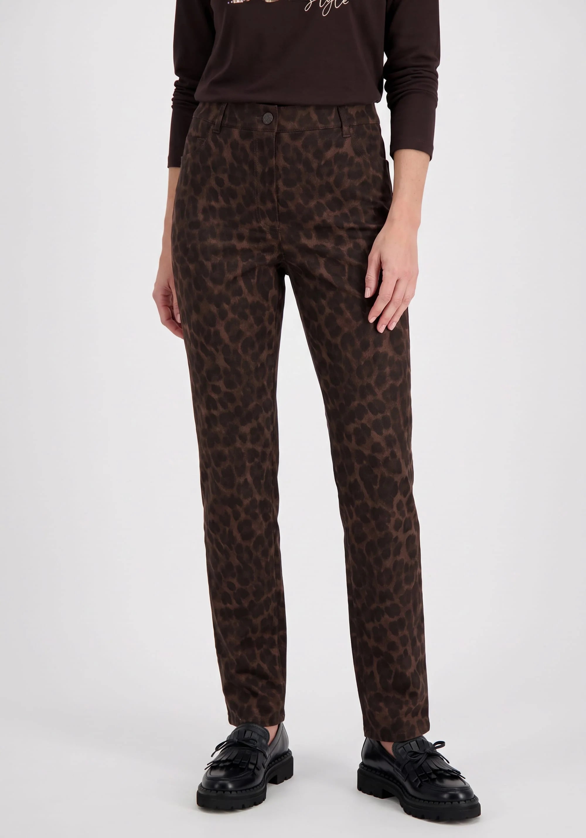 Mona Slim Faux Suede Trousers in Coffee Bean