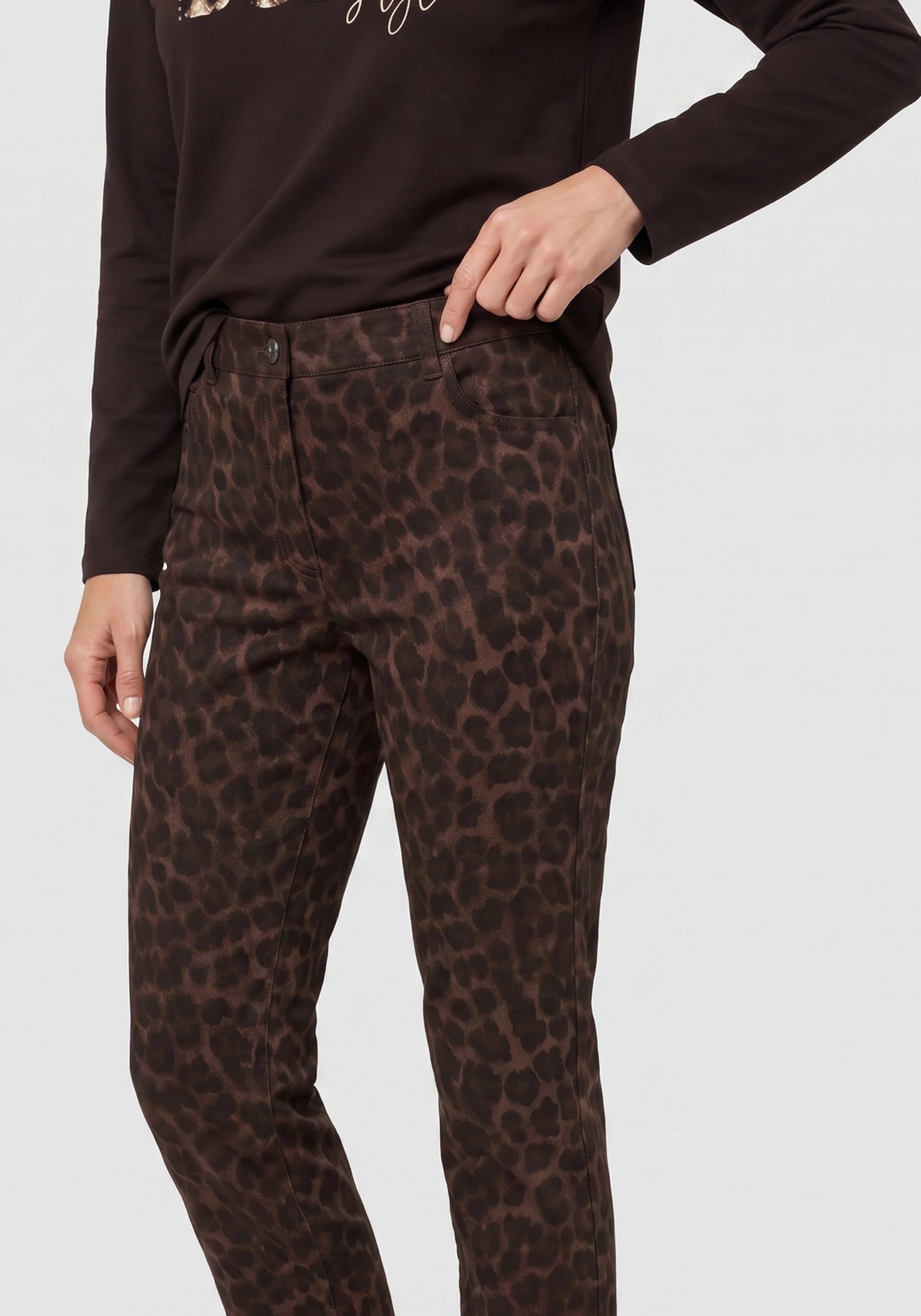 Mona Slim Faux Suede Trousers in Coffee Bean