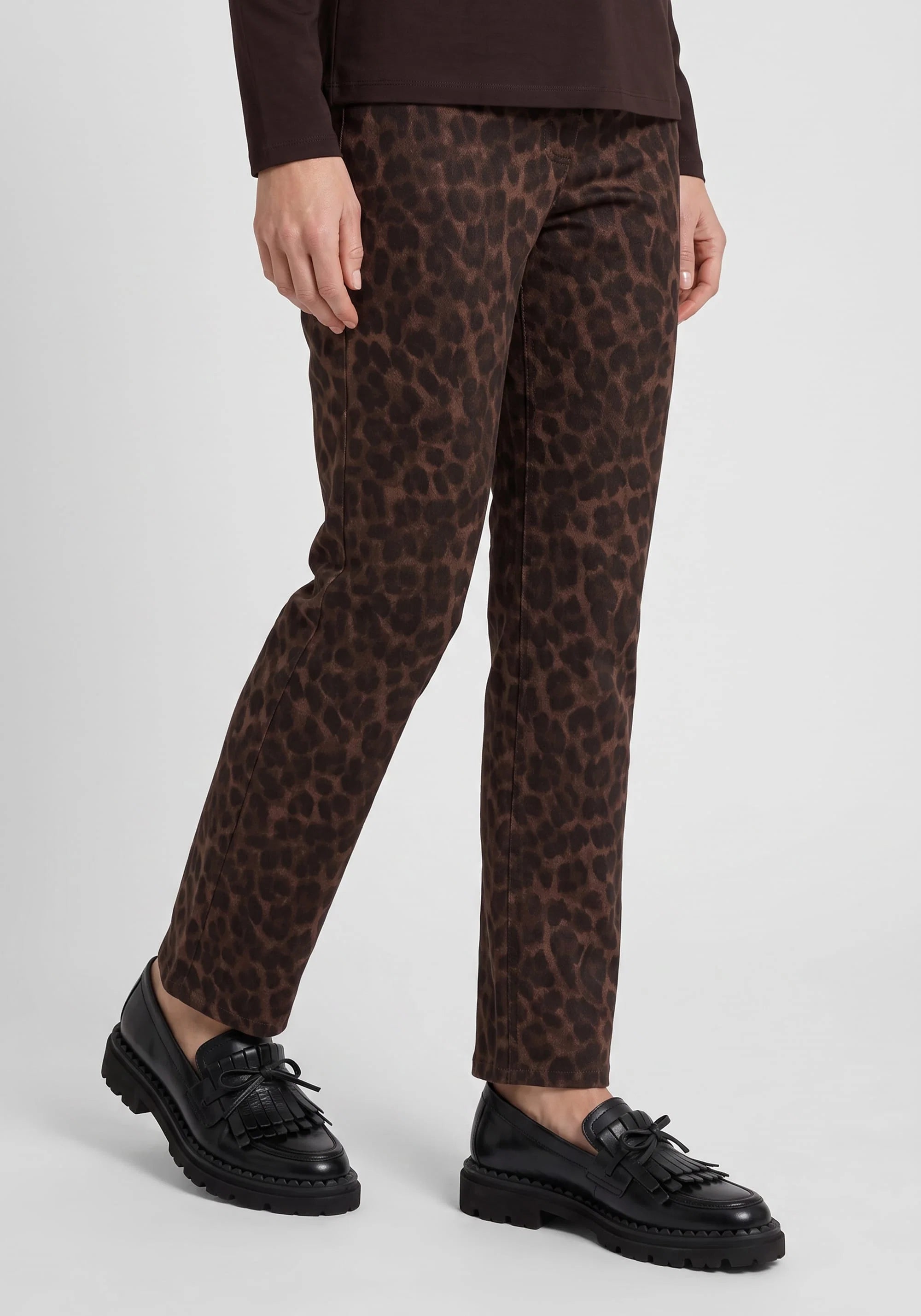 Mona Slim Faux Suede Trousers in Coffee Bean