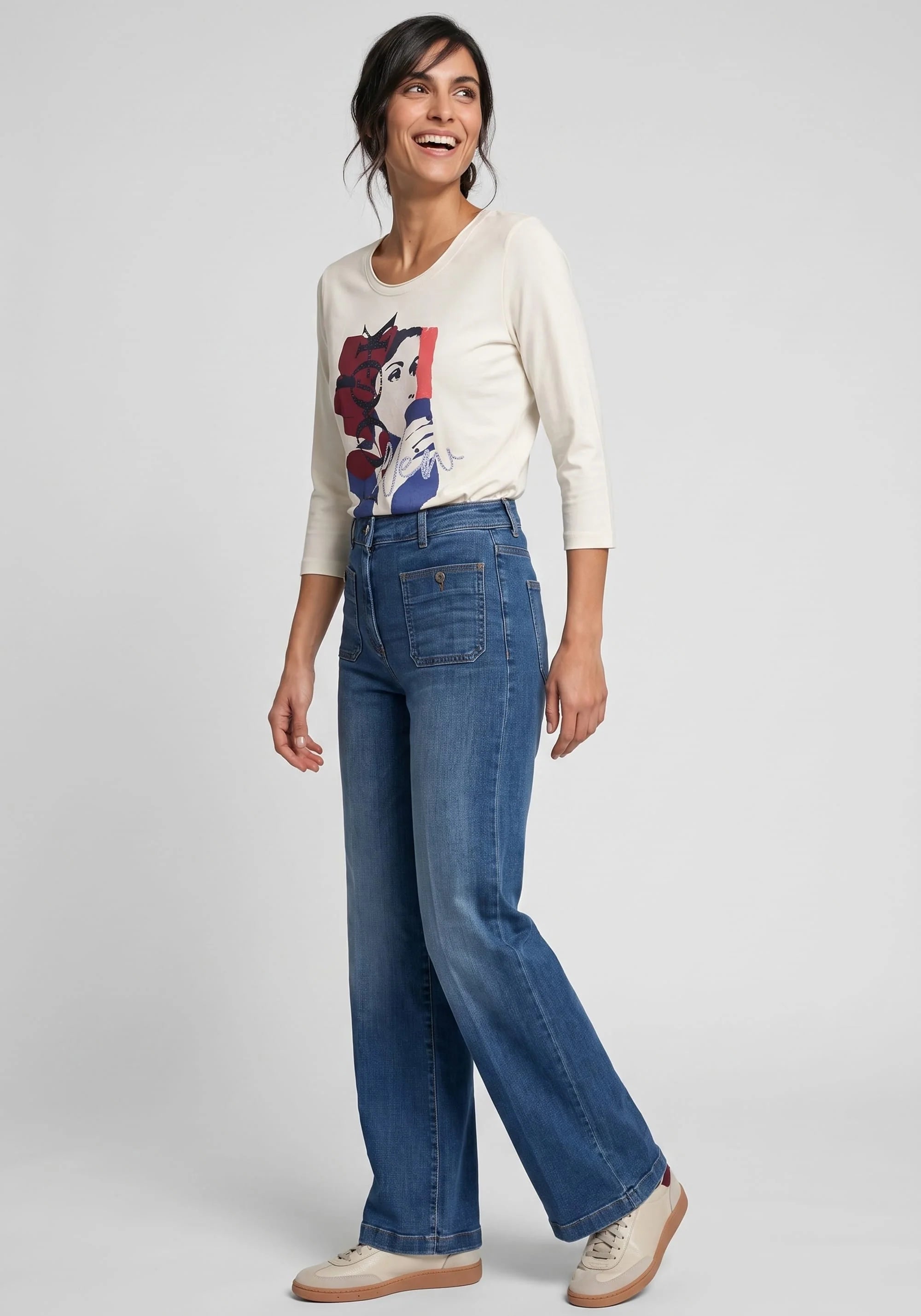Anna Wide Leg Jeans in Blue Denim