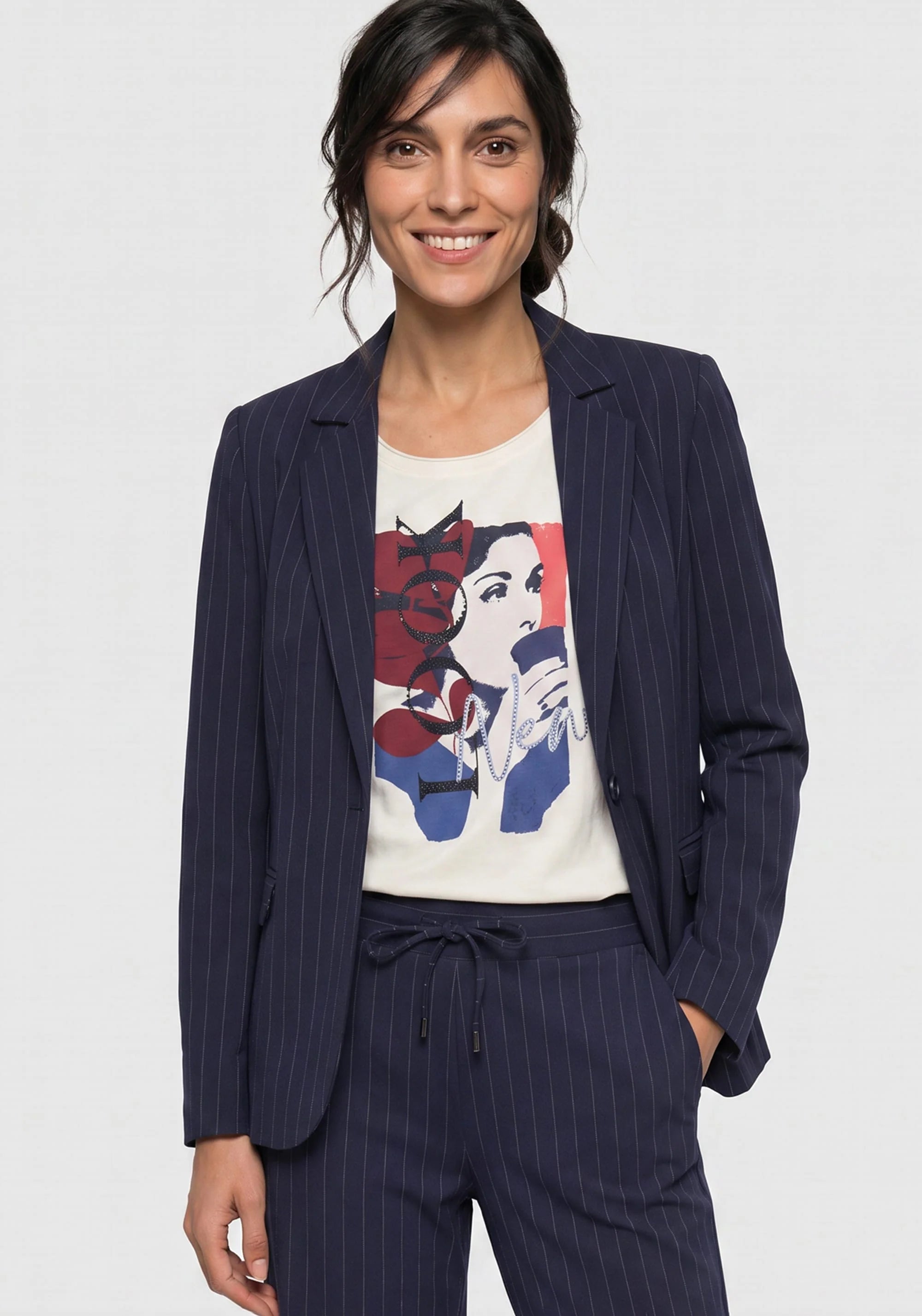 Pinstripe Jacket in Ink Blue