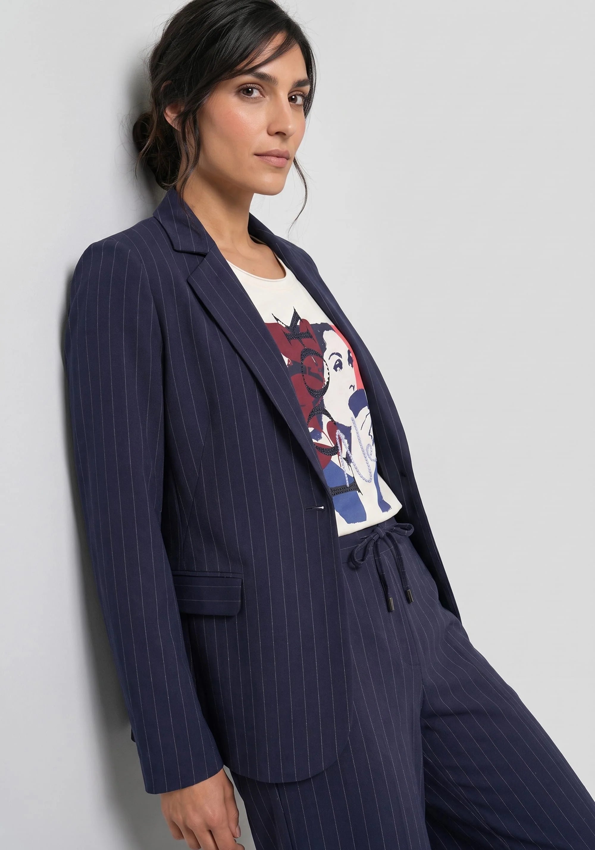 Pinstripe Jacket in Ink Blue