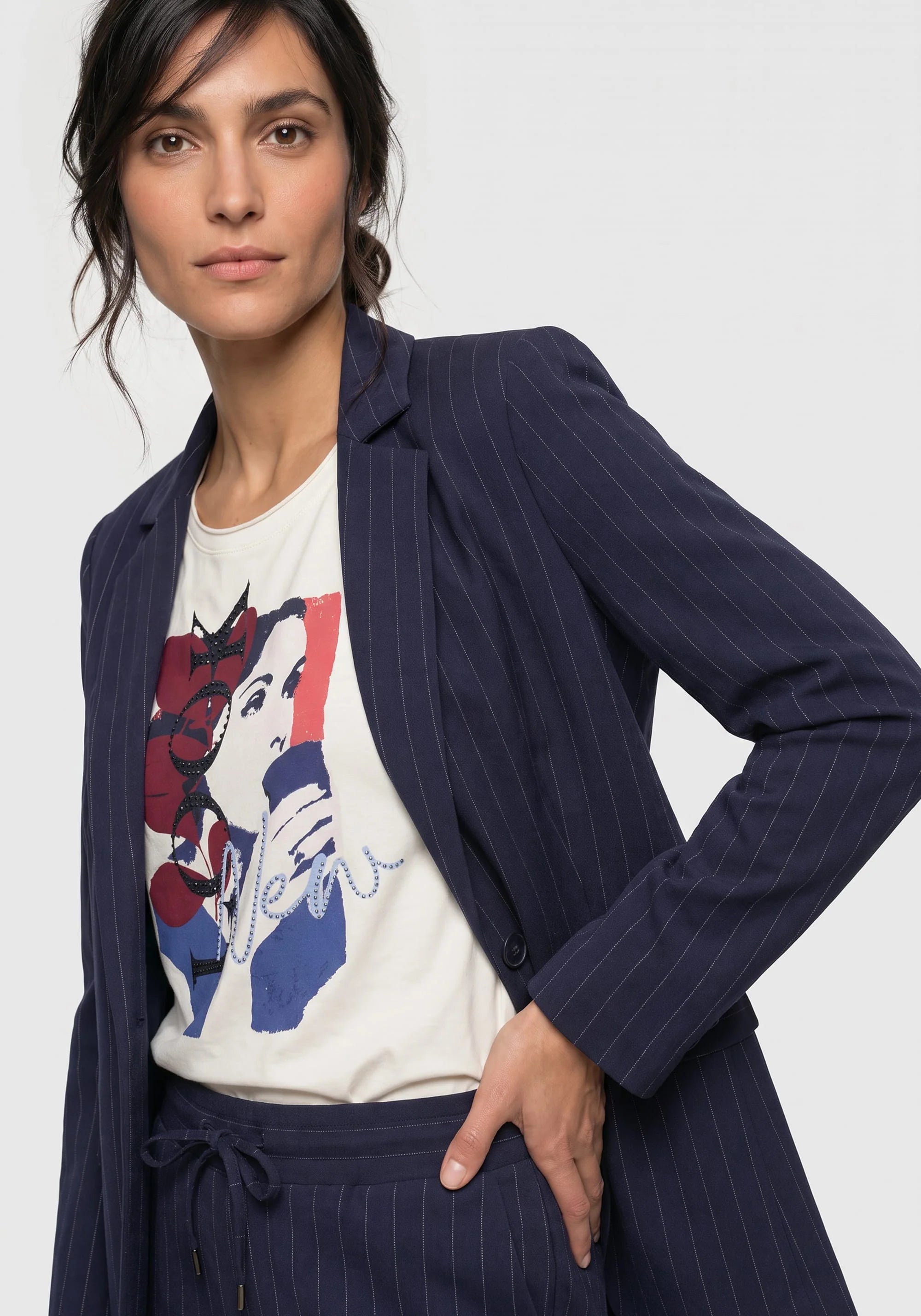 Pinstripe Jacket in Ink Blue