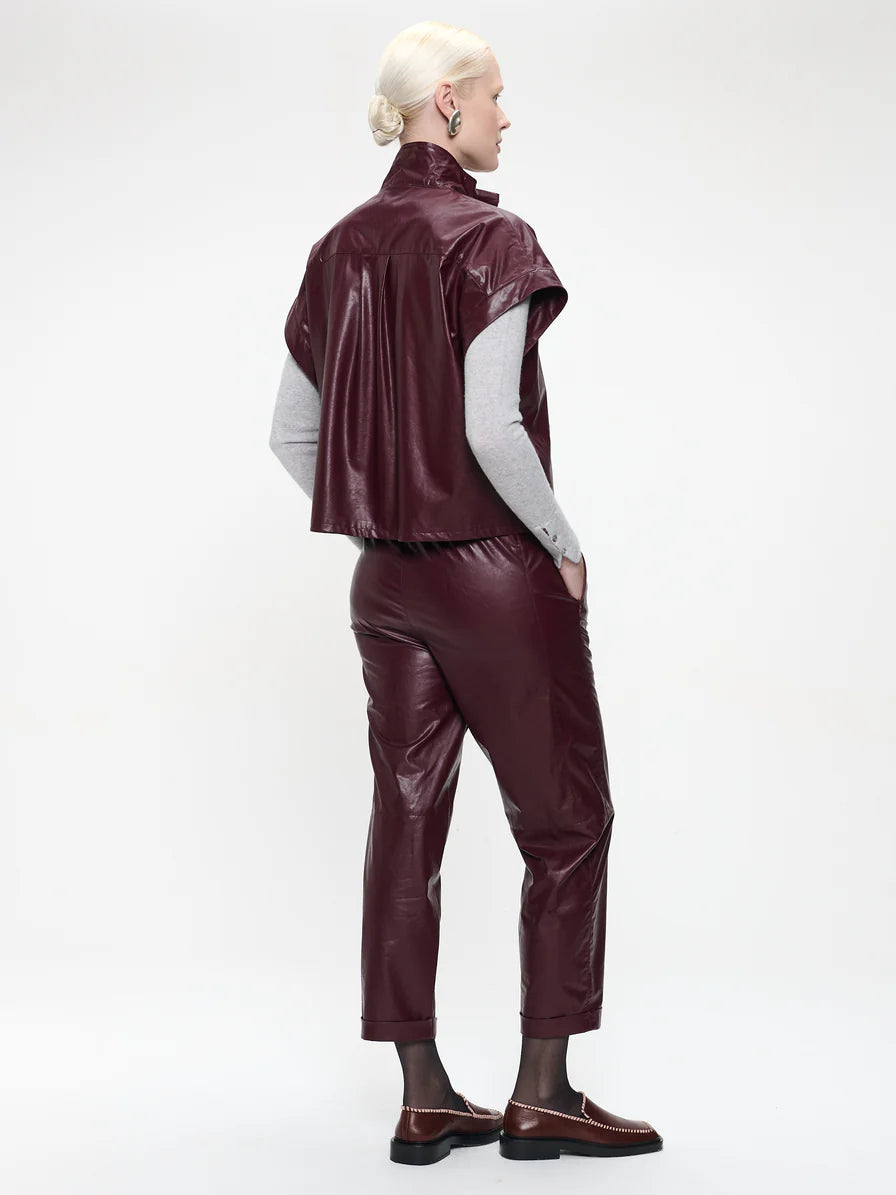 Paola Eco Leather Blouse in Bordo