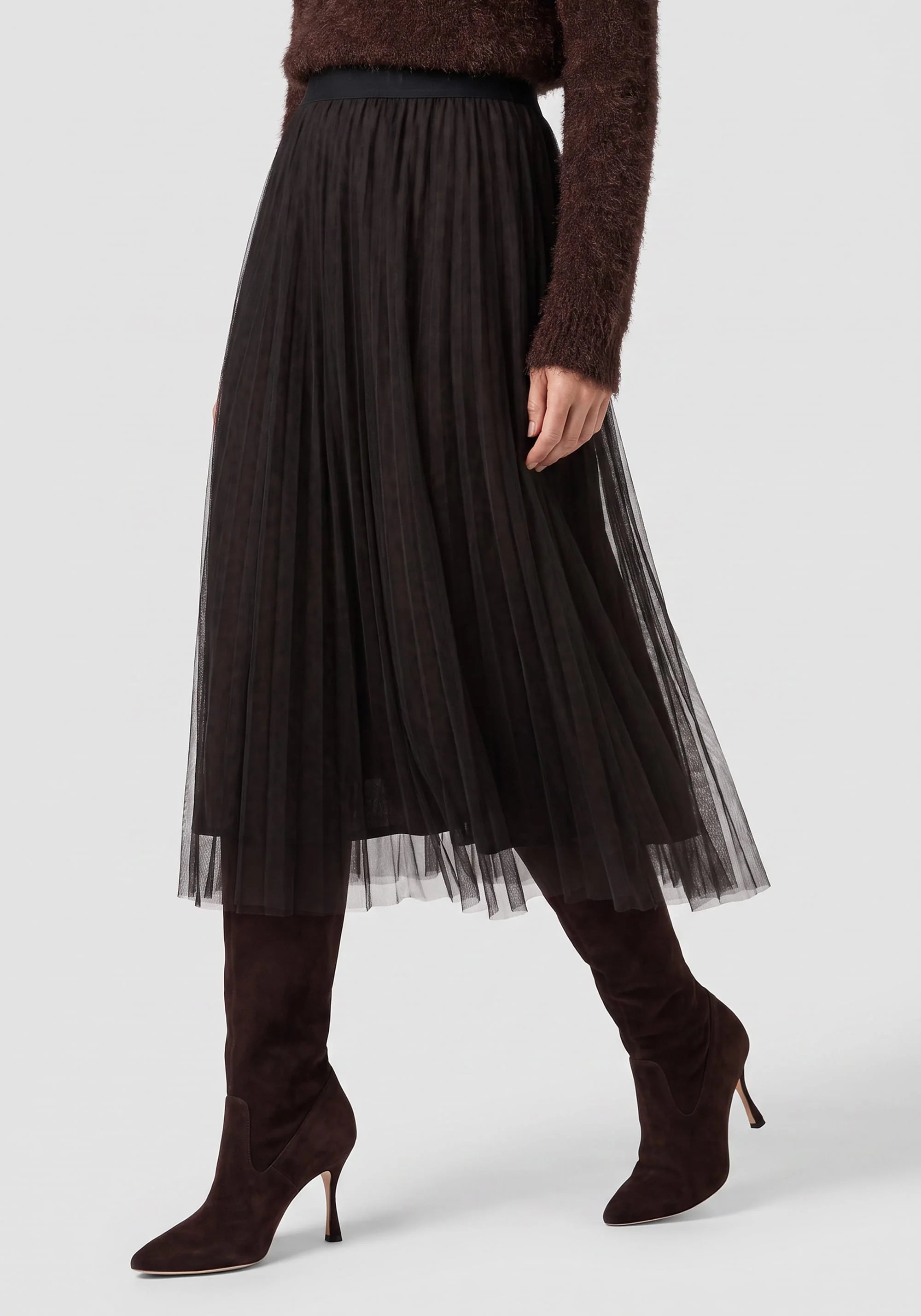 Mesh Print Midi Skirt in Coffee Bean