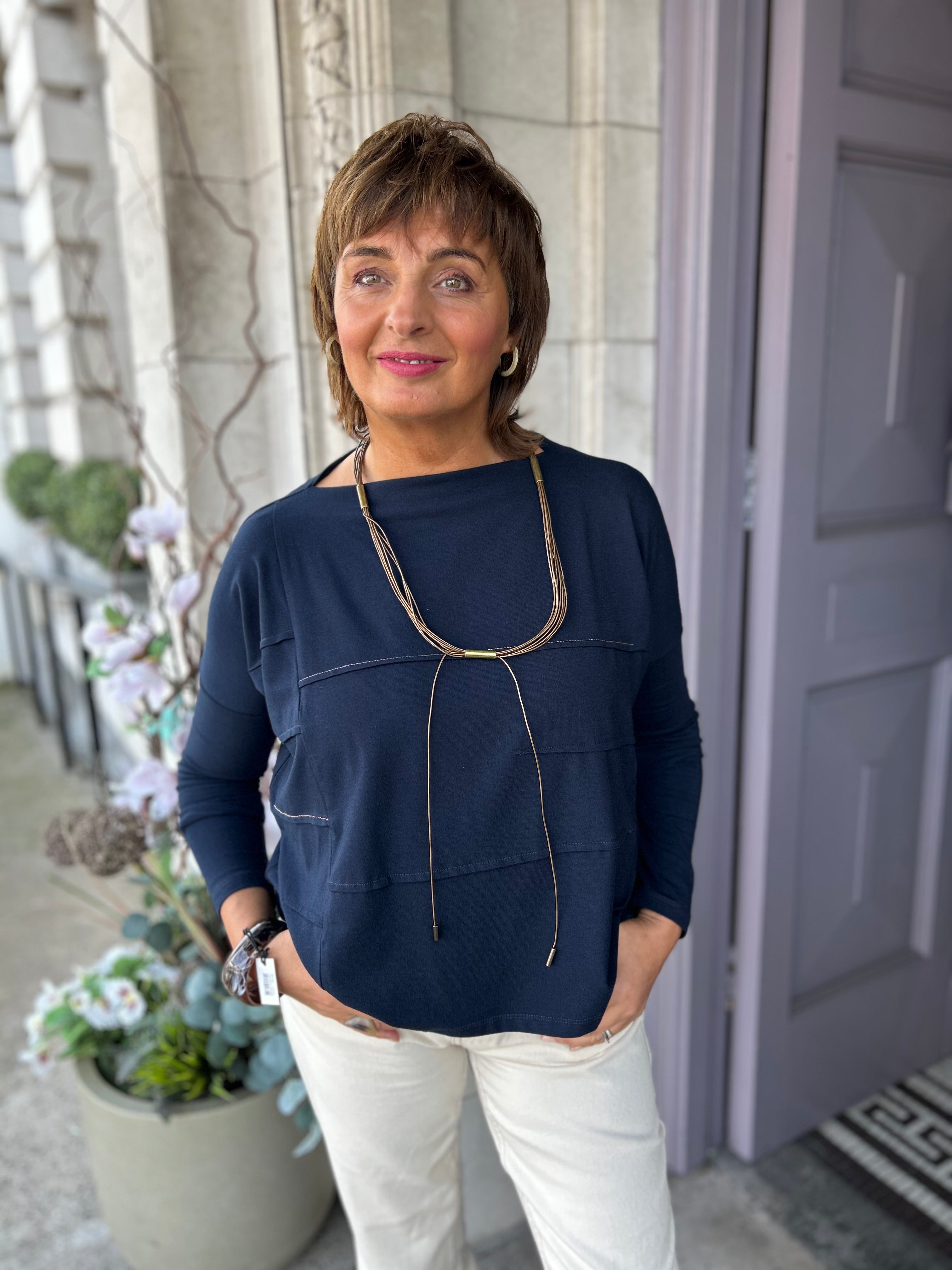 Layered Panel Top in Navy