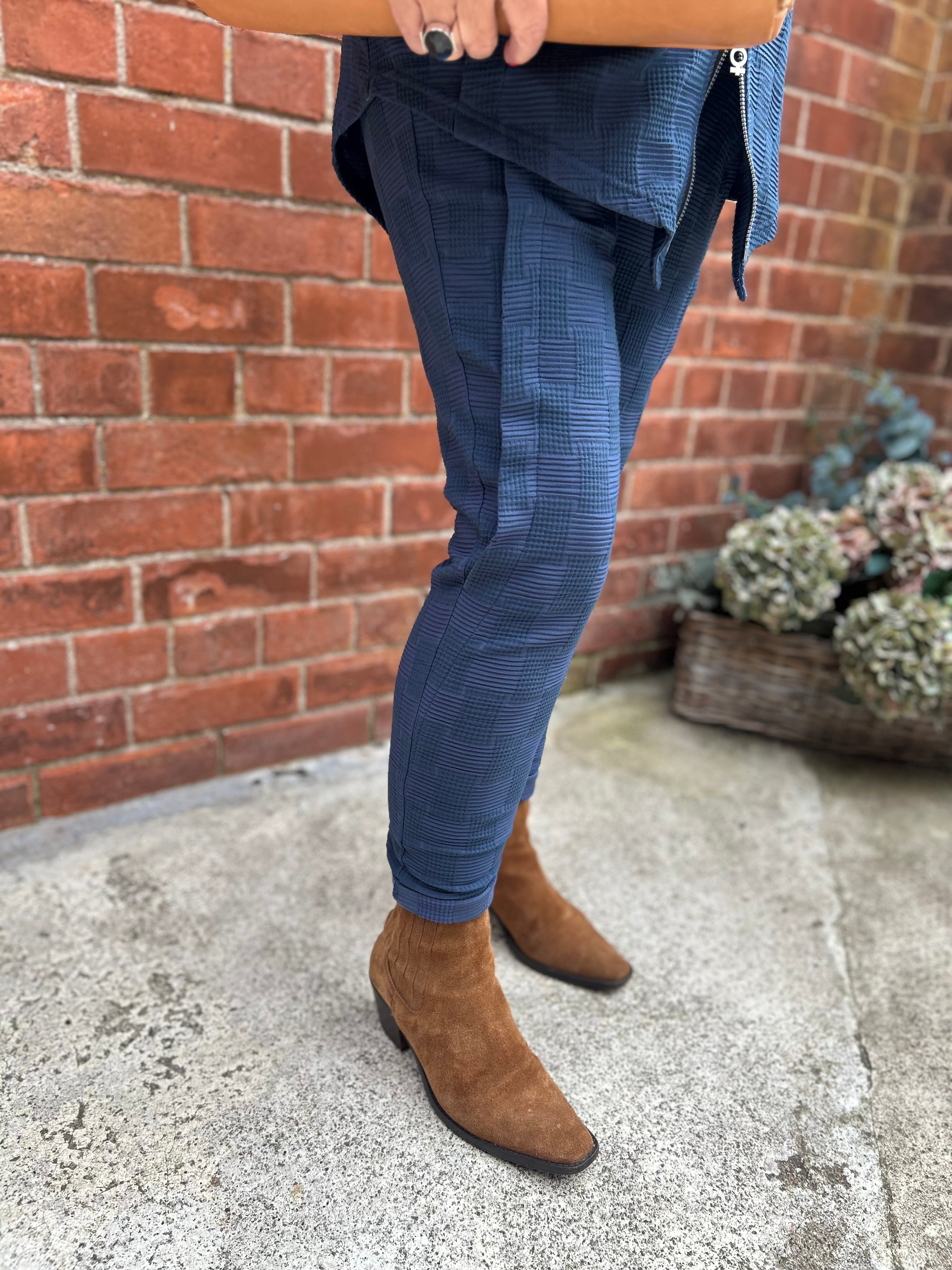Slim Leg Bubble Trousers in Blue