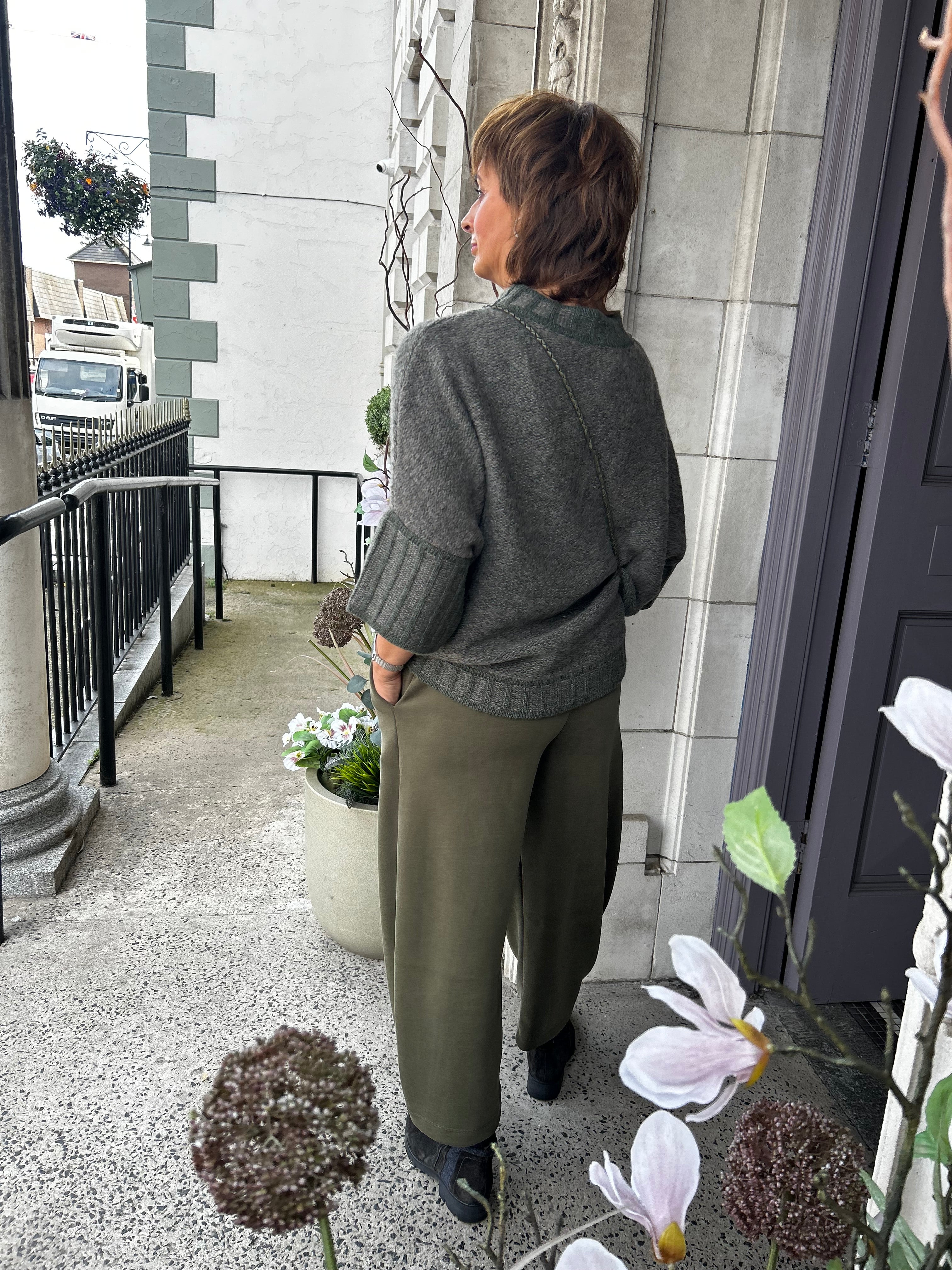 Scuba Pleat Trousers in Olive