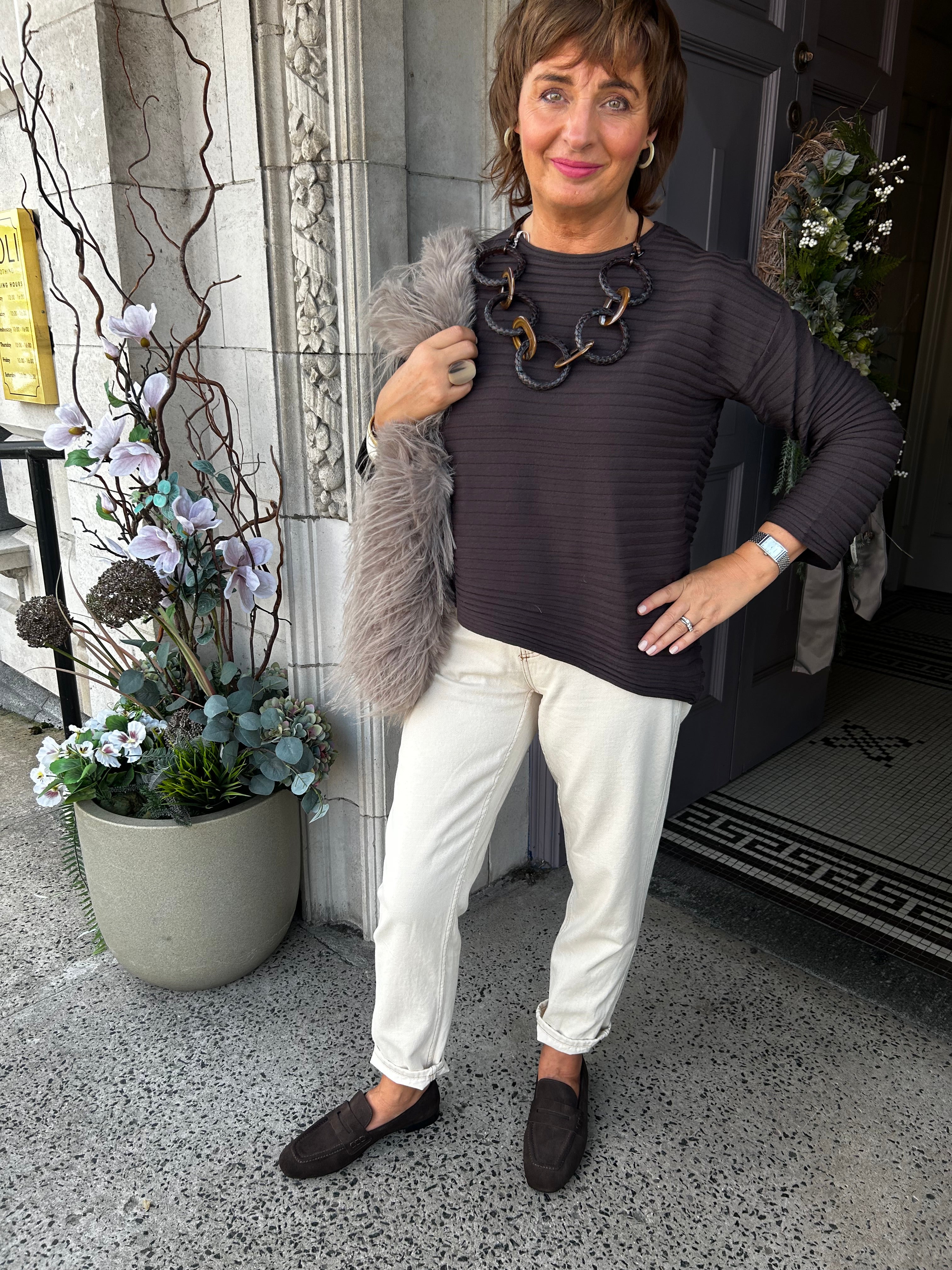 Textured Rib Knit in Brown