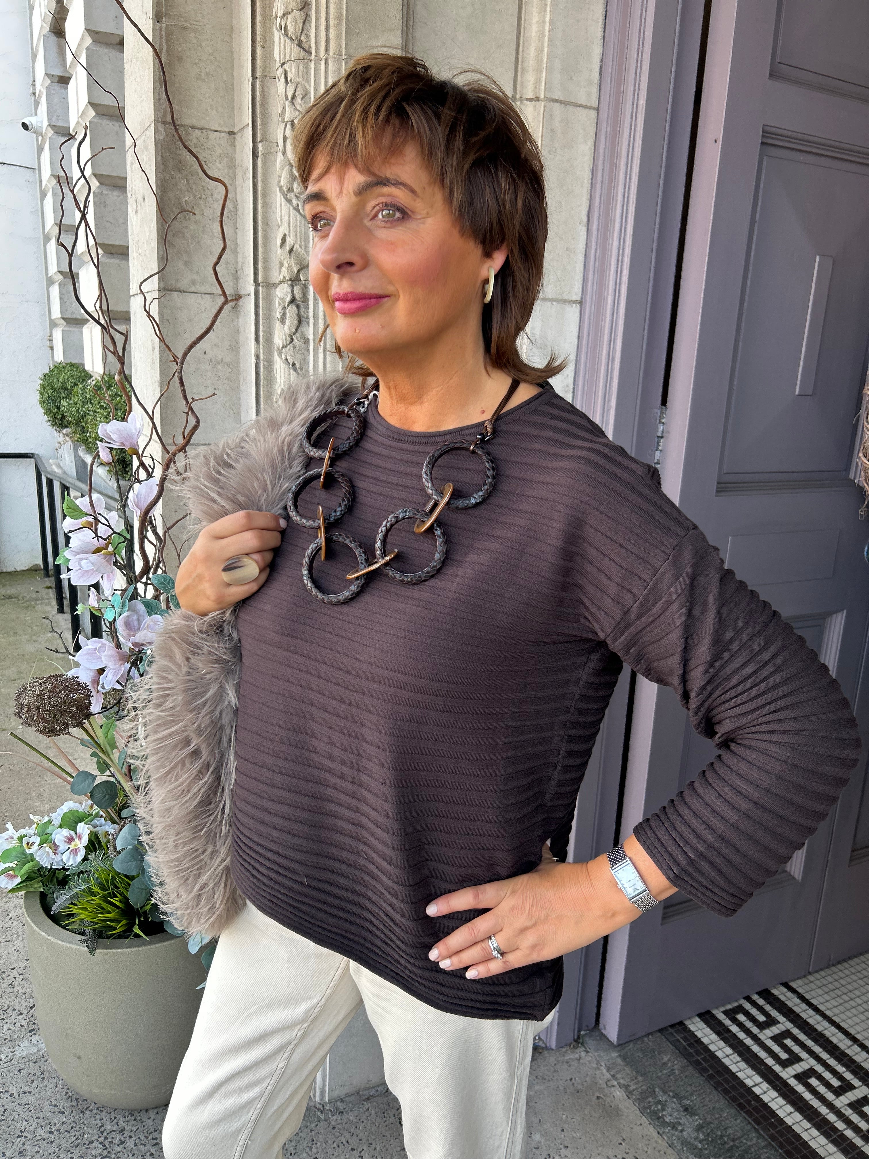 Textured Rib Knit in Brown