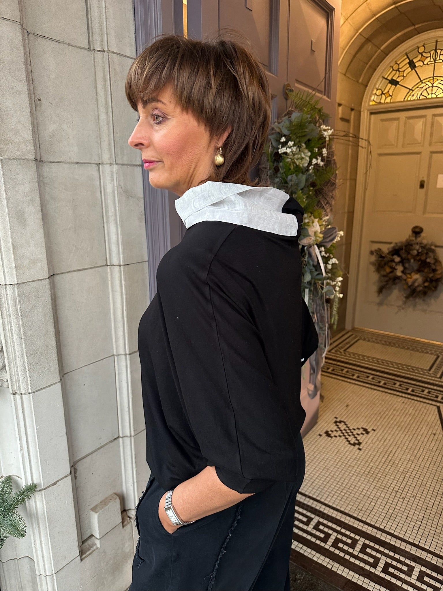 Contrast Top in Black/ White