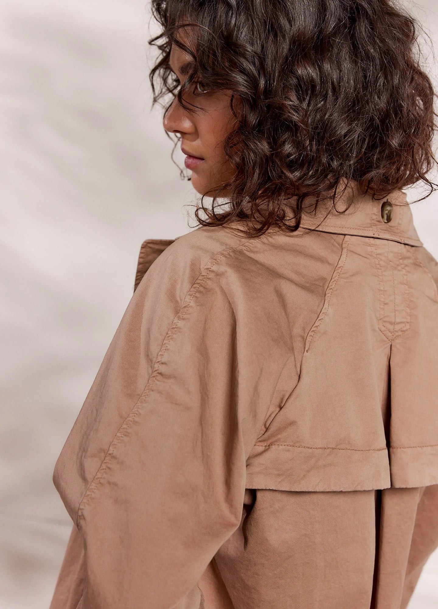 Cropped Trench Coat in Desert