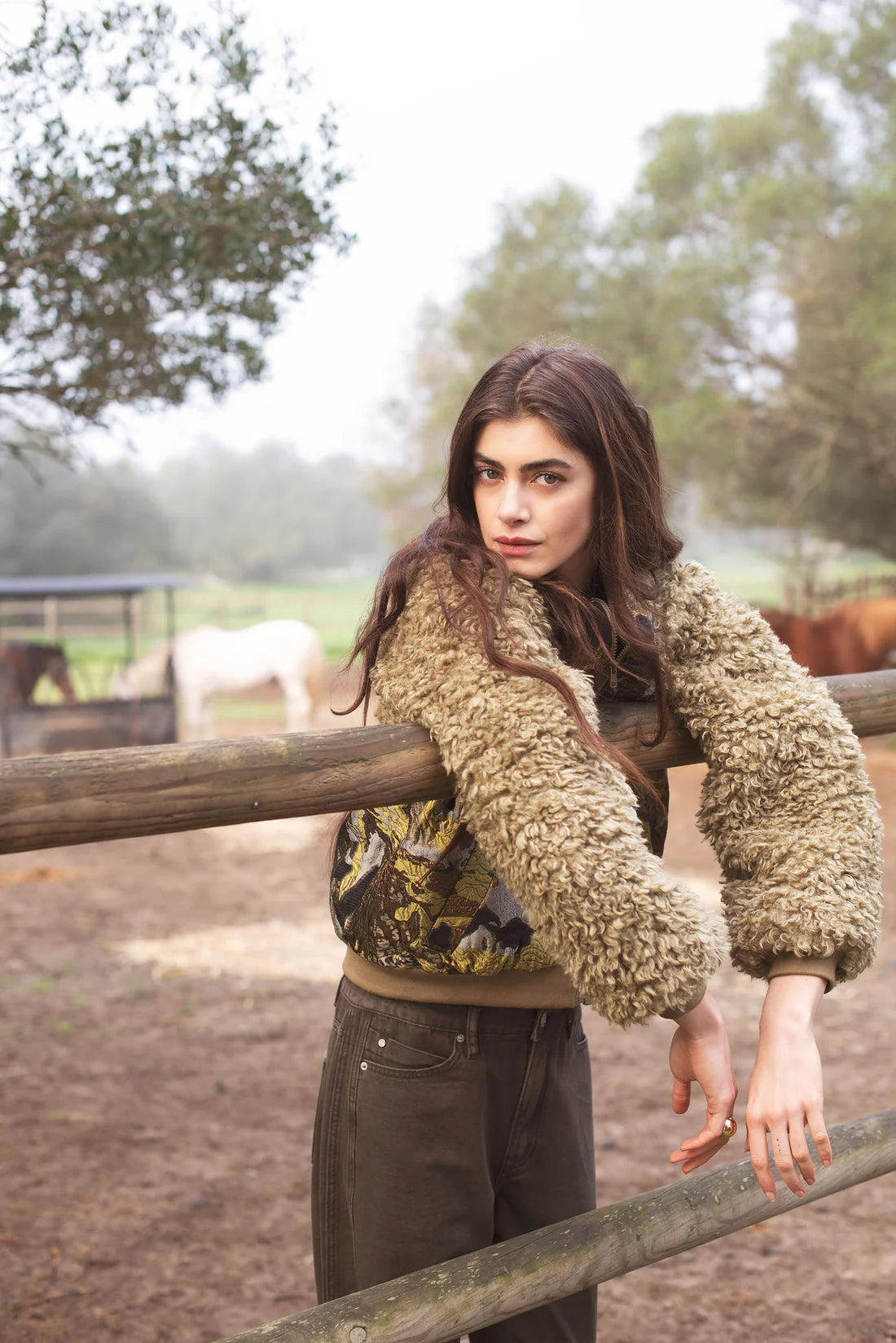 Teddy Bomber in Green Jacuard Lentil
