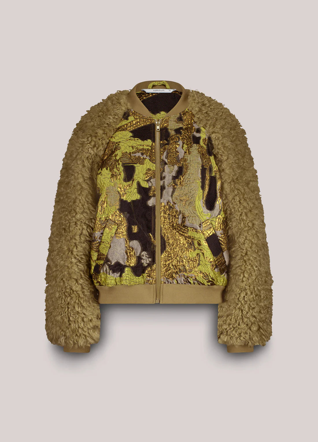 Teddy Bomber in Green Jacuard Lentil