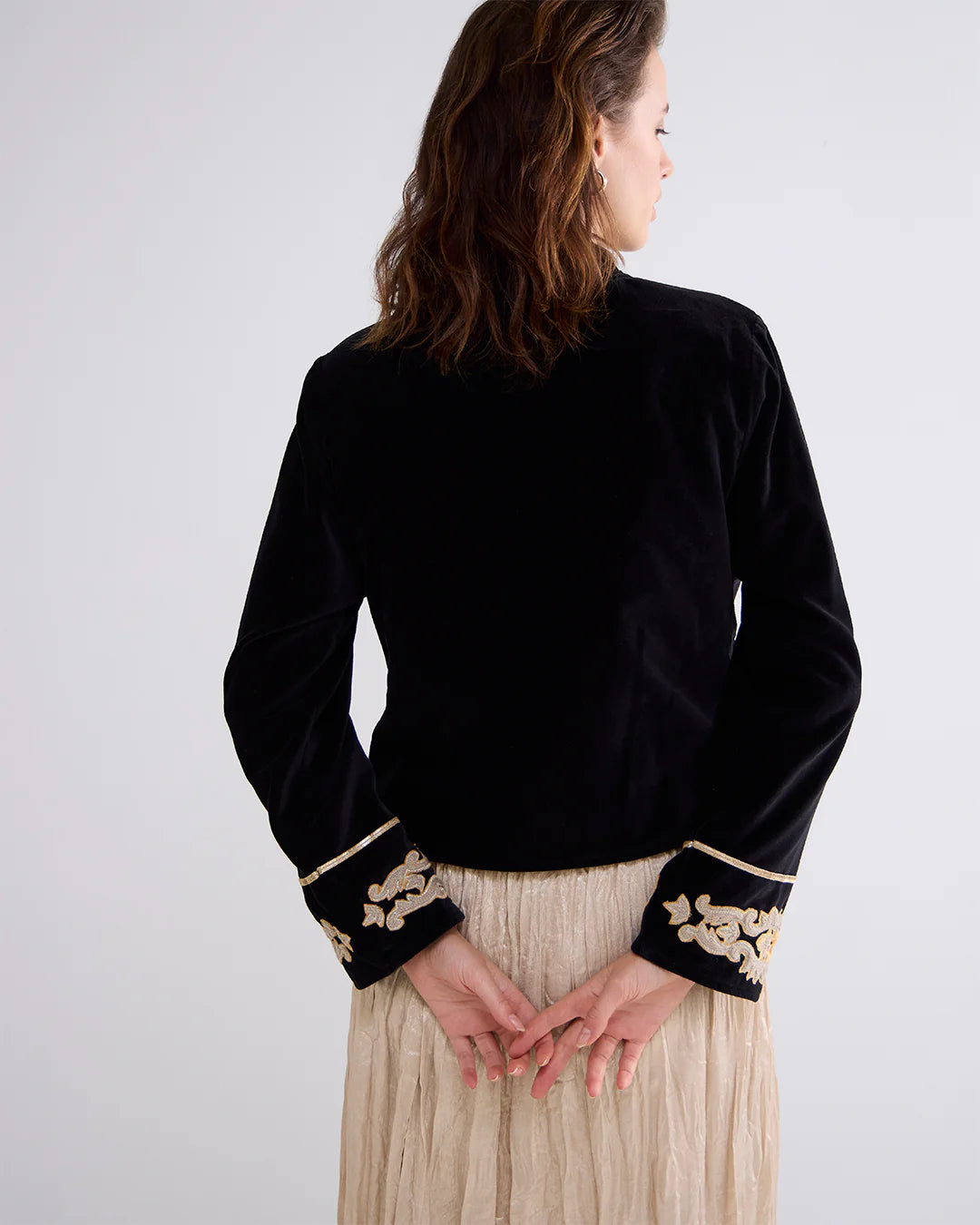 Gold Embroidered Jacket in Black