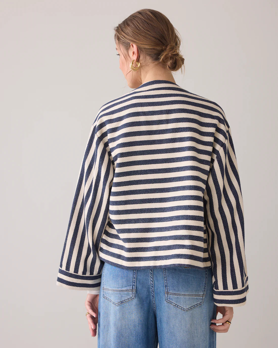 Short Stripe Jacket in Navy Noir