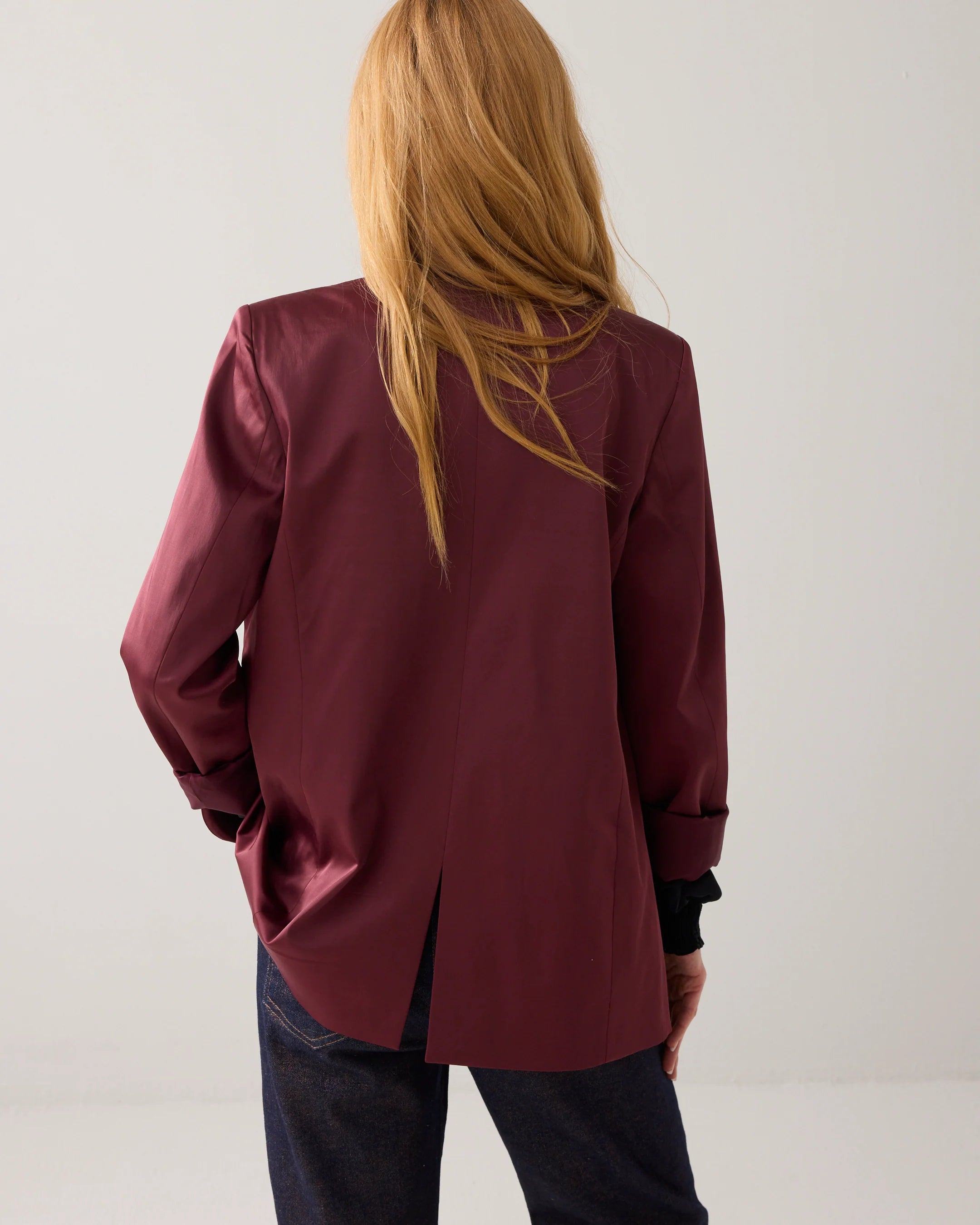 Shine Blend Blazer in Merlot