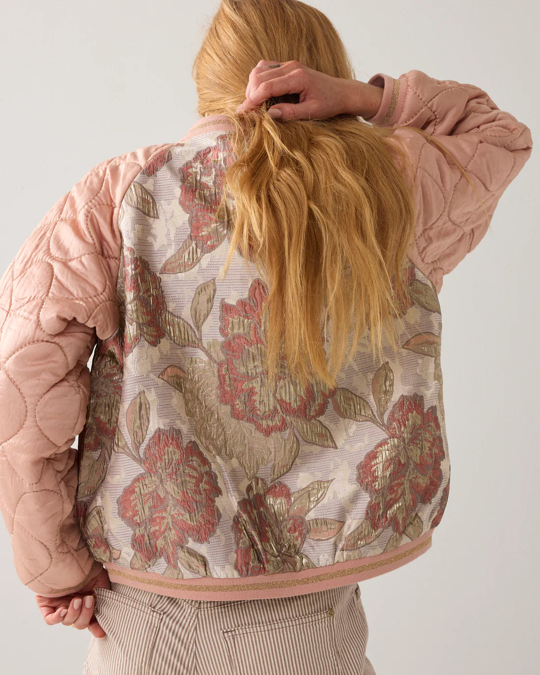 Quilted Bomber in Faded Rose